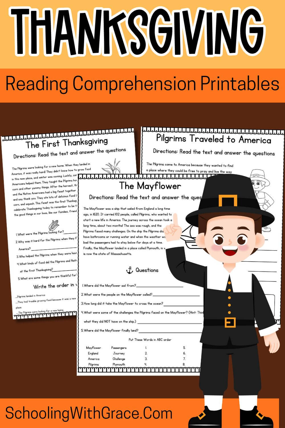 Thanksgiving Reading Comprehension Printables For Kids pertaining to First Thanksgiving Reading Comprehension Worksheet