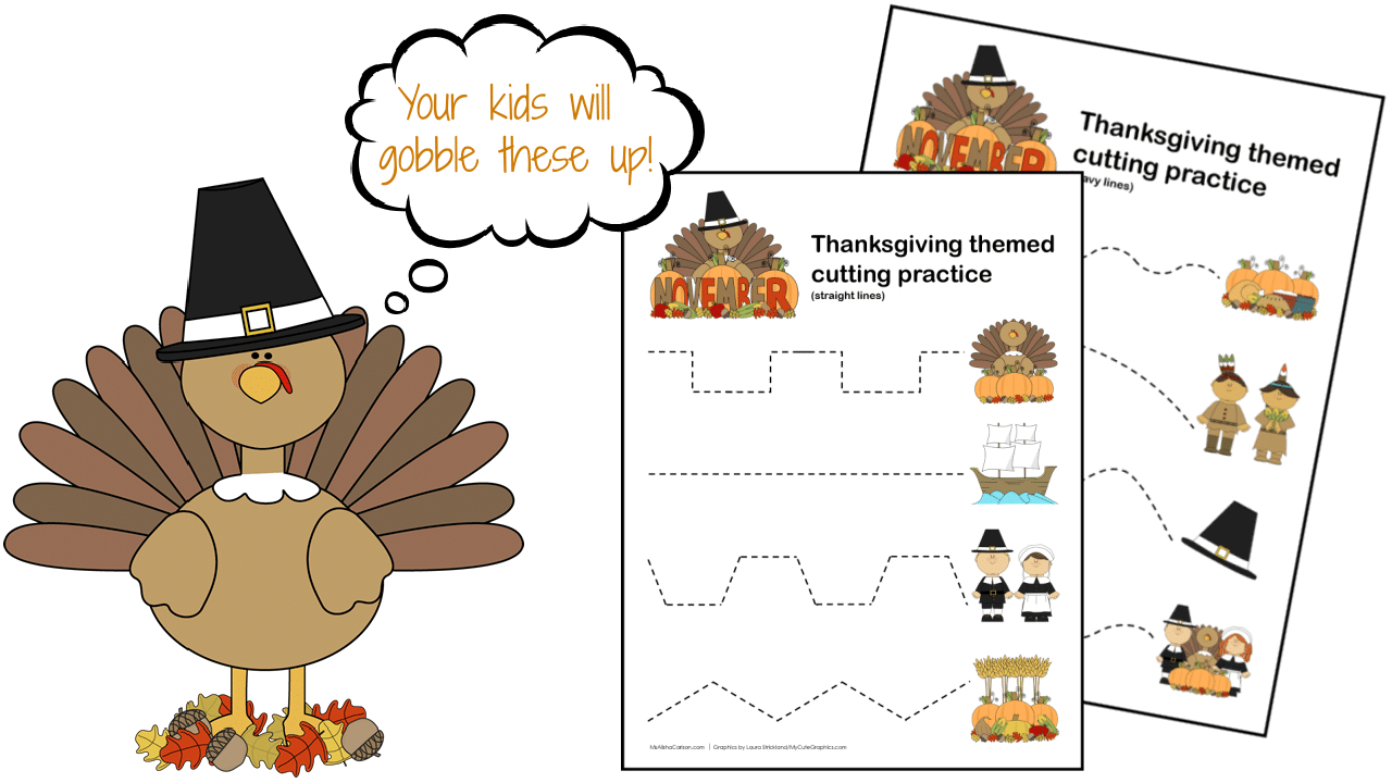 Thanksgiving Scissor Cutting Practice Sheets - Ms. Alisha Carlson regarding Thanksgiving Cutting Practice Preschool Free Printable