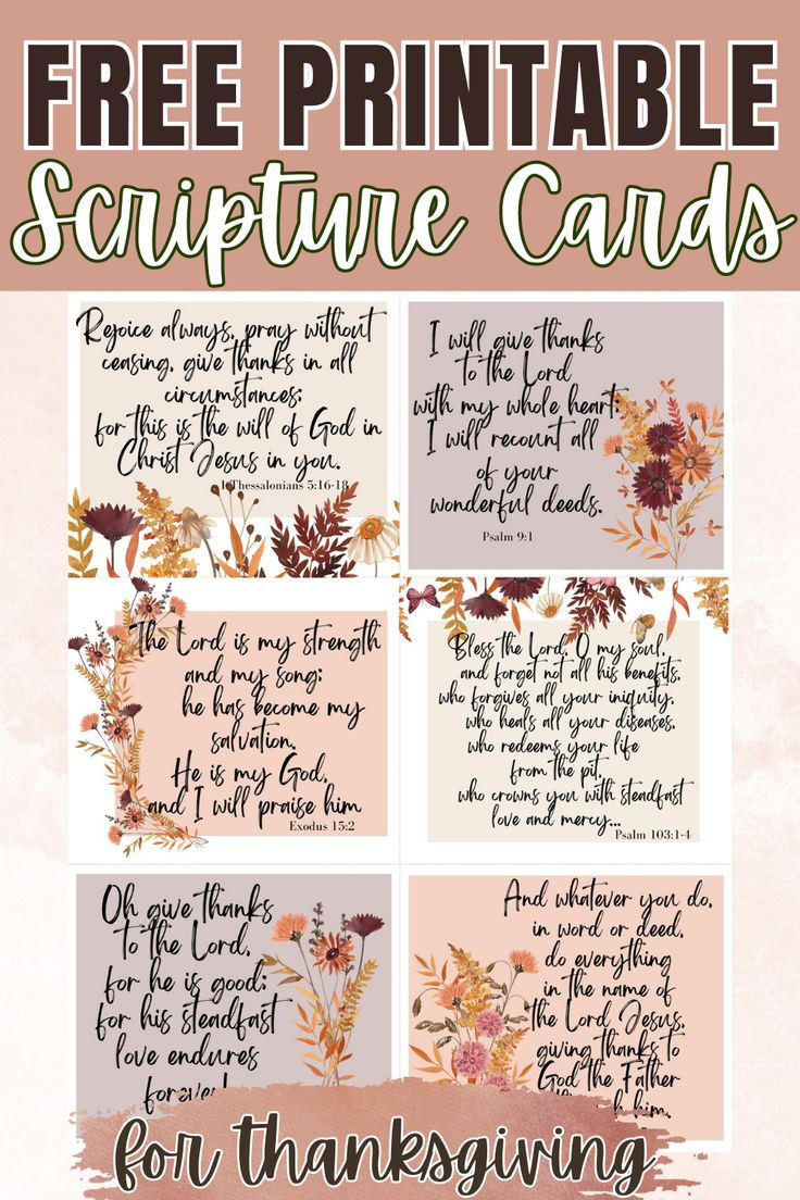 Thanksgiving Scripture Memory Cards with regard to Free Printable Thanksgiving Scripture Cards
