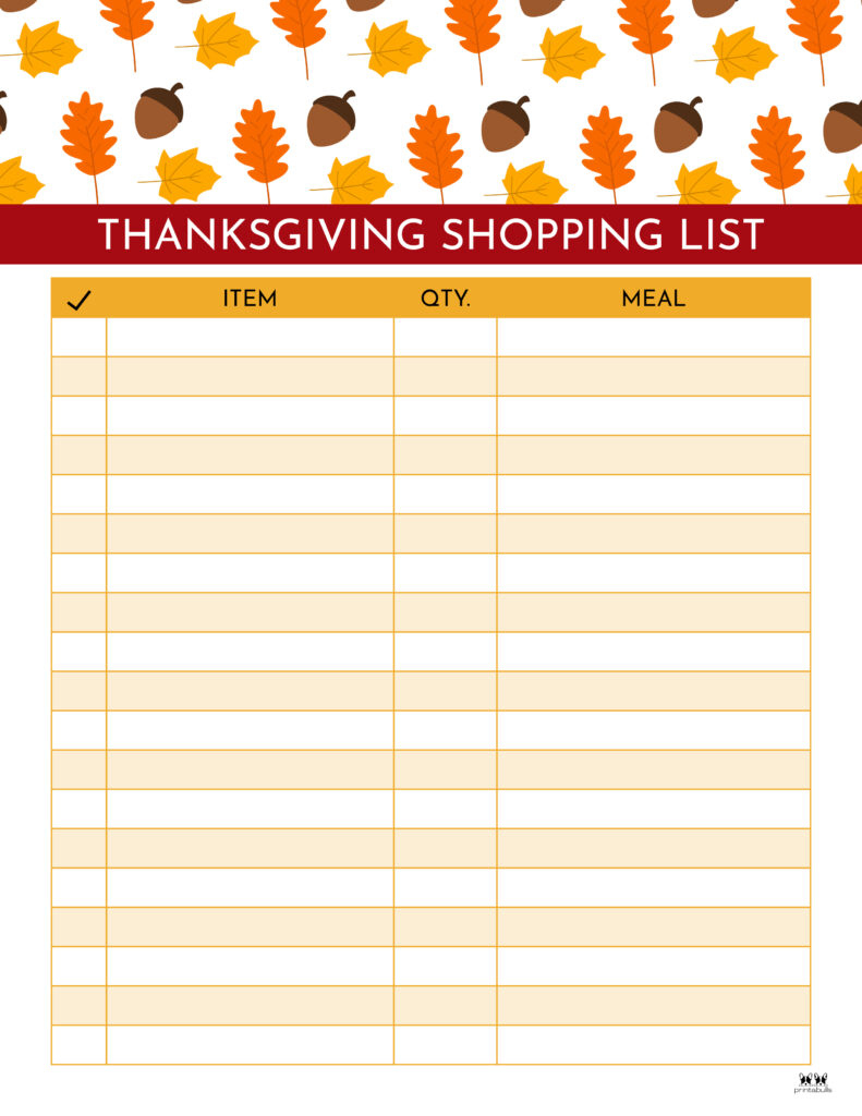 Thanksgiving Shopping Lists &amp;amp; Checklists - 30 Free Printables throughout Thanksgiving Dinner Shopping List Printable