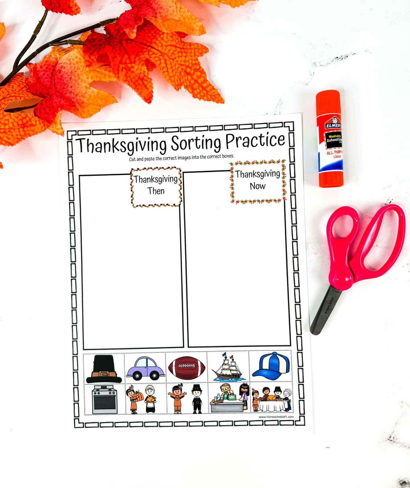 Thanksgiving Sorting Worksheet (Then And Now) with Thanksgiving Then and Now Worksheet
