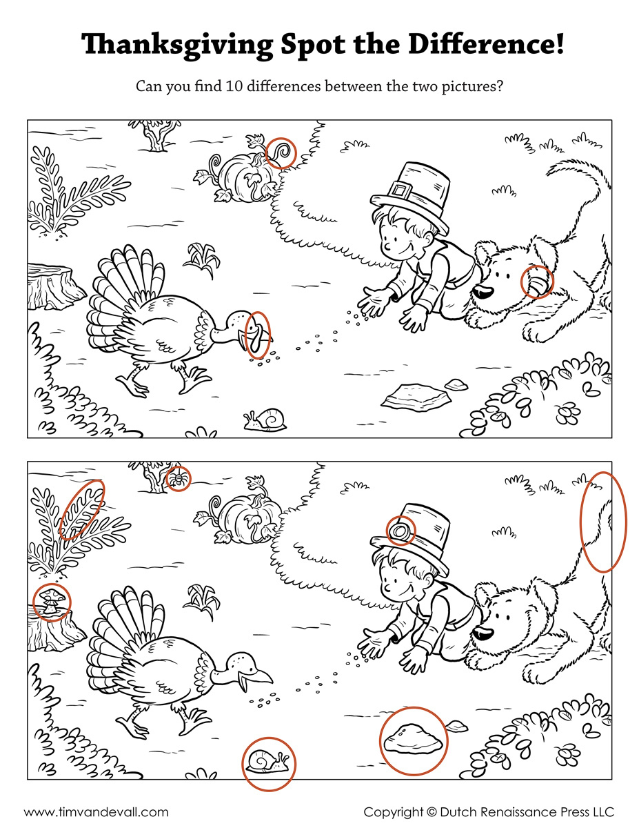 Thanksgiving-Spot-The-Difference-Answer-Key - Tim'S Printables in Thanksgiving Find the Differences Printable