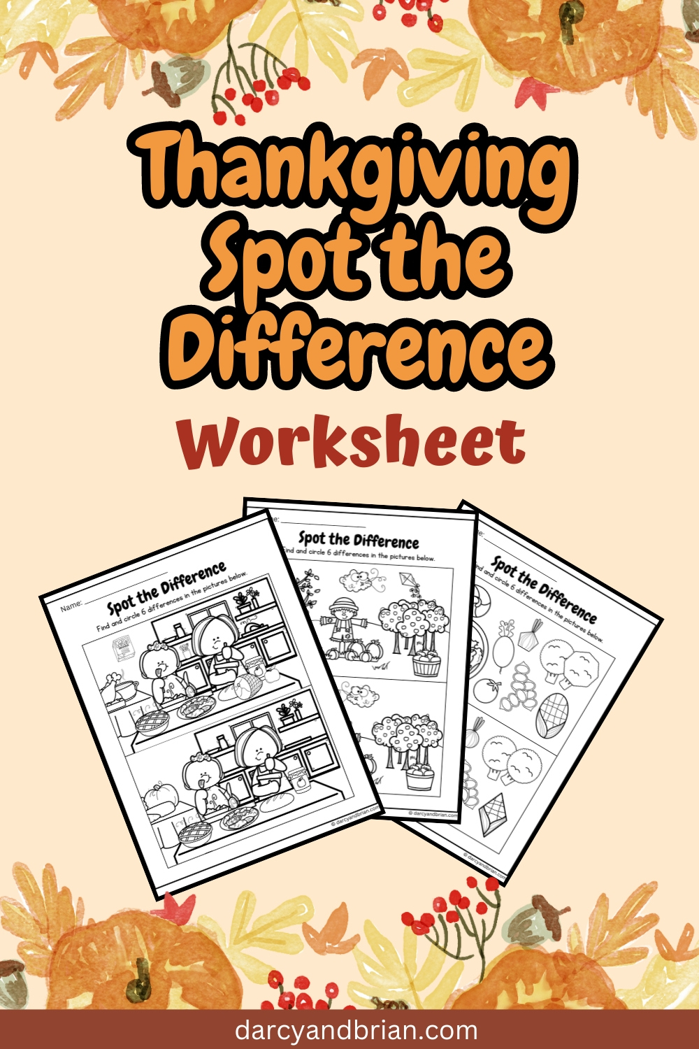 Thanksgiving Spot The Difference Printable Worksheets For Kids with Thanksgiving Spot the Difference Free Printable