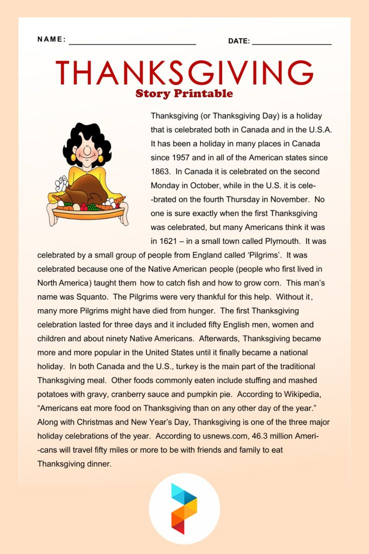 Thanksgiving Story - 13 Free Pdf Printables | Printablee for Free Printable Thanksgiving Story