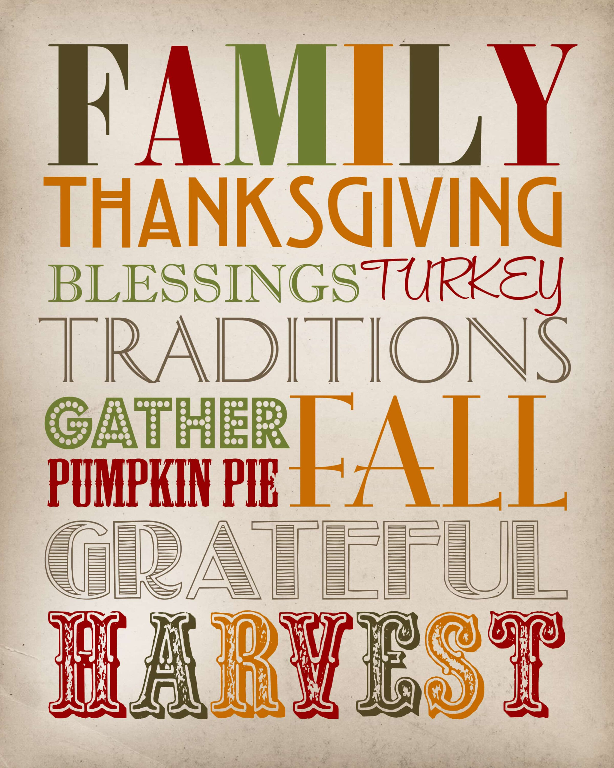 Thanksgiving Subway Art - Thanksgiving Printable inside Free Printable Thanksgiving Subway Art