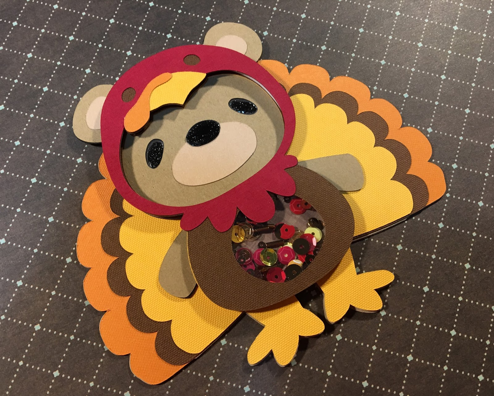 Thanksgiving Teddy Bear Shaker Card – Kimberly Michelle Designs intended for Turkey in Disguise Bear