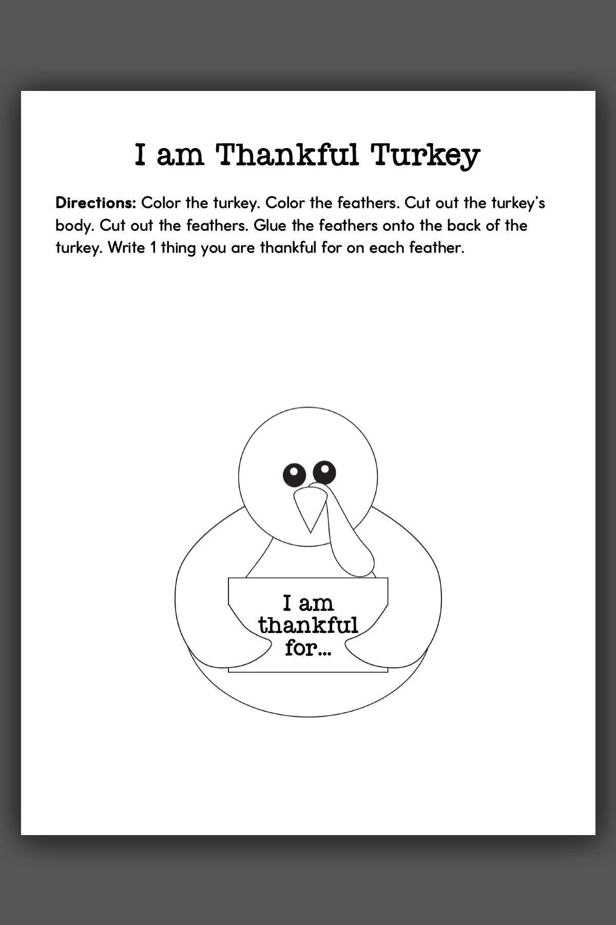 Thanksgiving Thankful Turkey Printable regarding Turkey Feather Template I Am Thankful For Free Printable