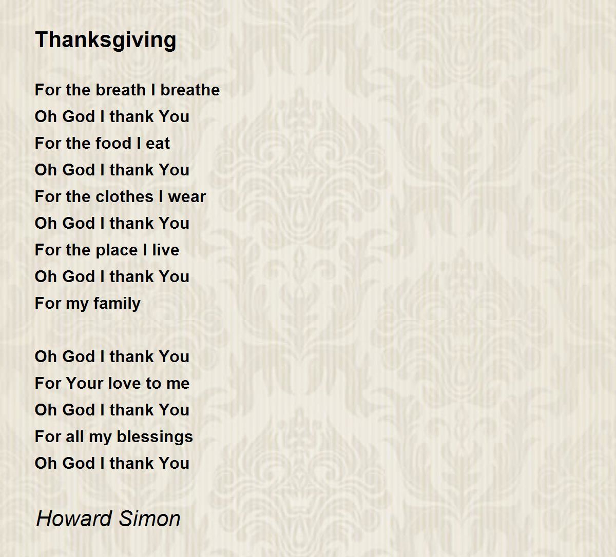 Thanksgiving - Thanksgiving Poemhoward The Motivational Poet Simon throughout Inspirational Thanksgiving Poems To God