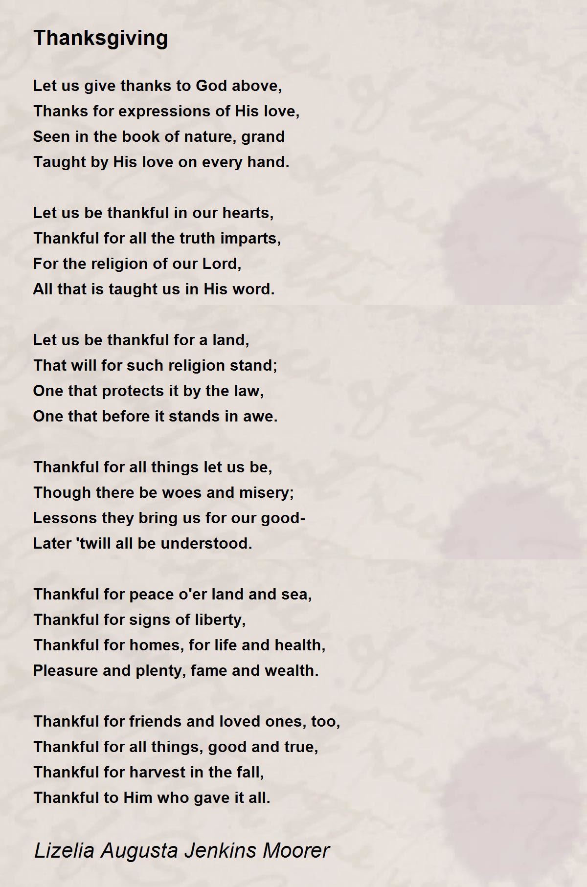 Thanksgiving - Thanksgiving Poemlizelia Augusta Jenkins Moorer with regard to Long Thanksgiving Poems