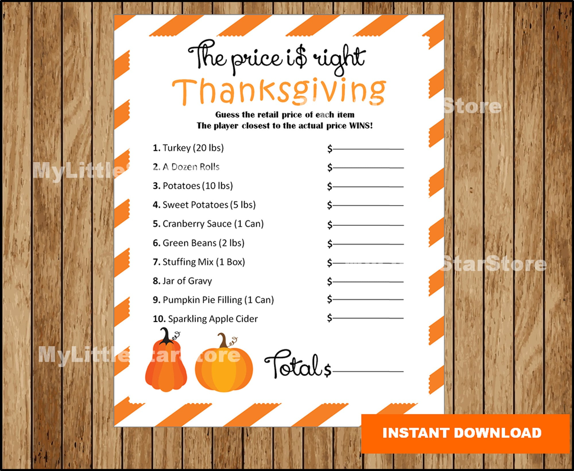 Thanksgiving The Price Is Right , Printable The Price Is Right for Thanksgiving Price Is Right Free Printable