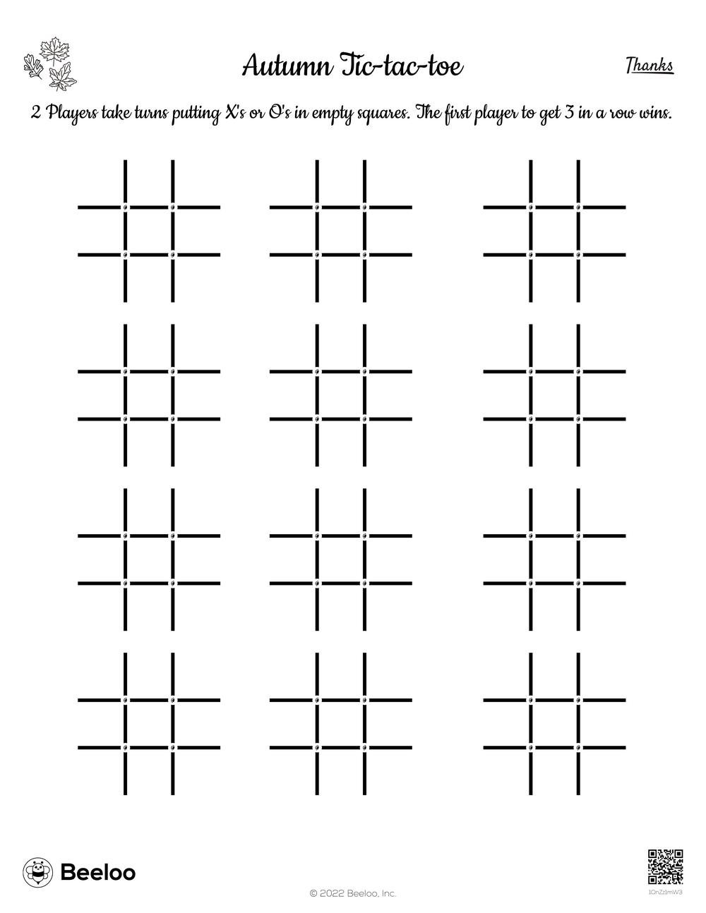 Thanksgiving-Themed Tic-Tac-Toe Games • Beeloo Printable Crafts intended for Thanksgiving Tic Tac Toe Free Printable