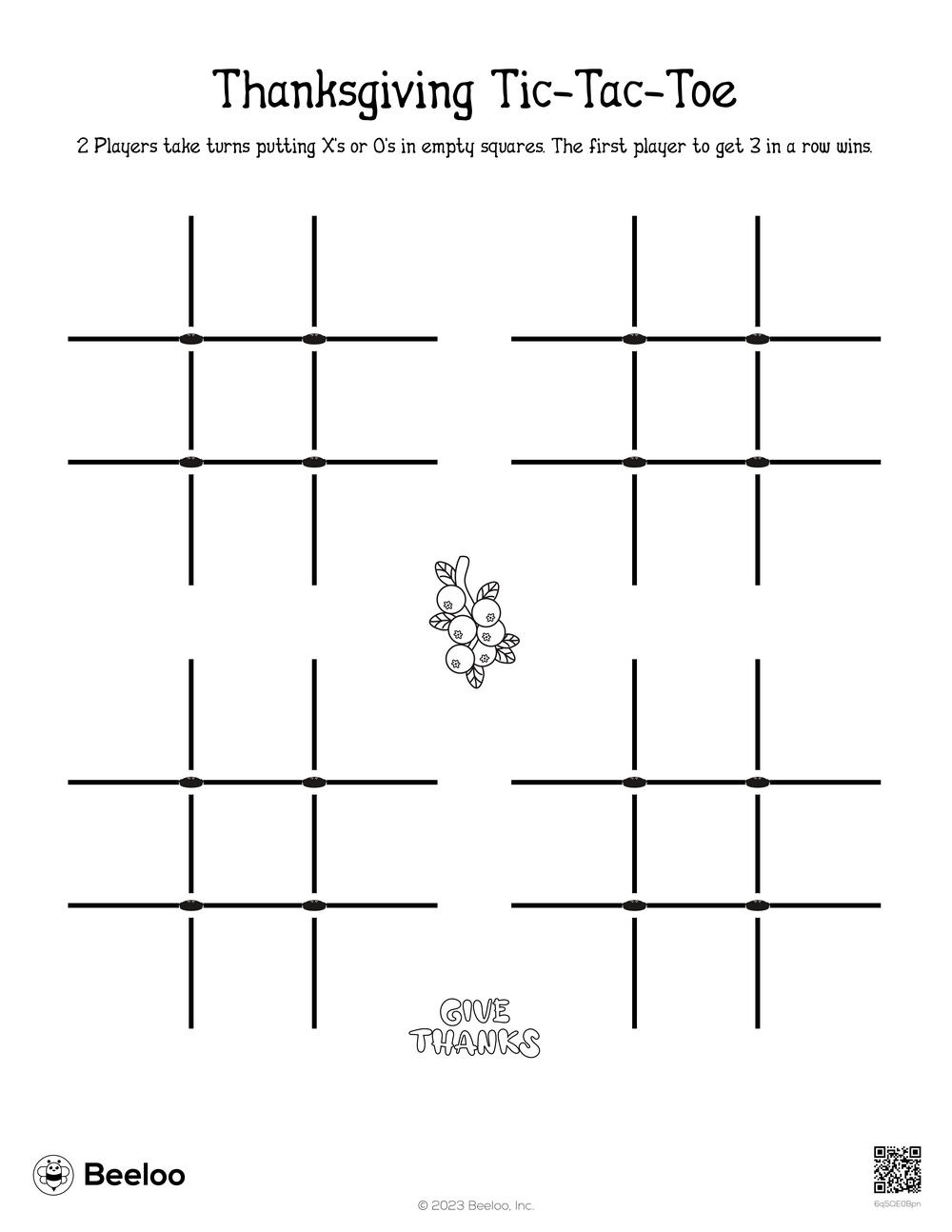 Thanksgiving-Themed Tic-Tac-Toe Games • Beeloo Printable Crafts pertaining to Thanksgiving Tic Tac Toe Free Printable