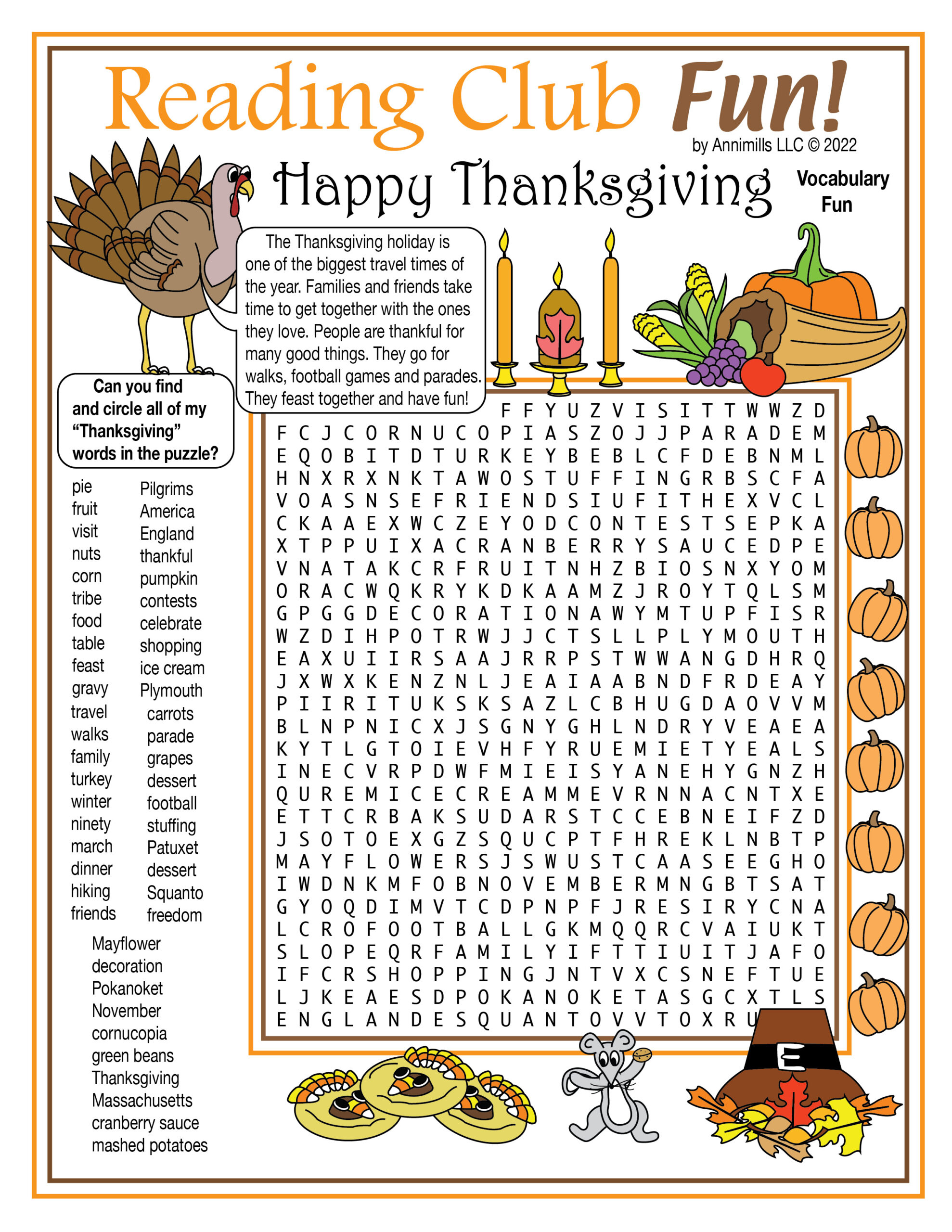 Thanksgiving Then & Now Printable Vocabulary Word Search Puzzle intended for Thanksgiving Word Finds Printable