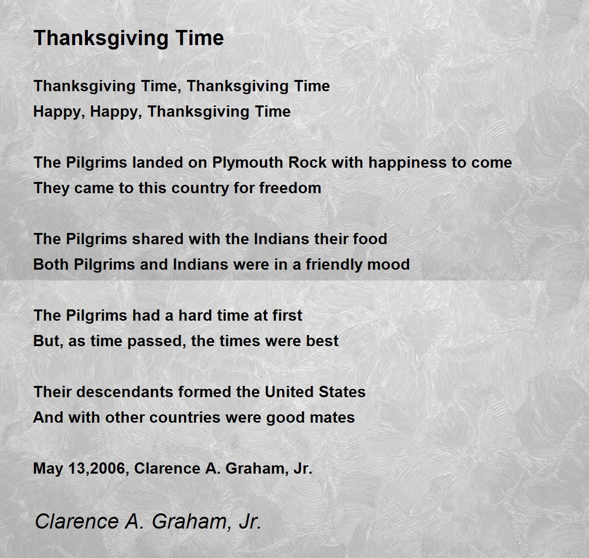 Thanksgiving Time - Thanksgiving Time Poemclarence A. Graham, Jr. regarding Minnesota Thanksgiving Poem
