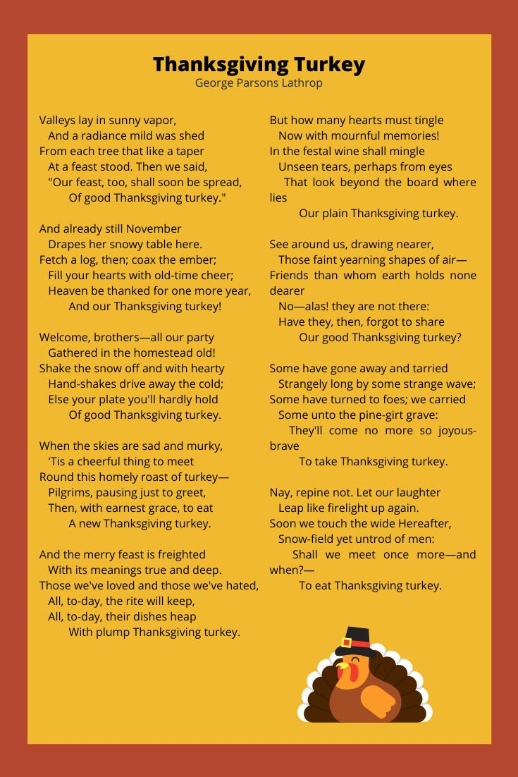 Thanksgiving Turkey, A Poem within Long Thanksgiving Poems
