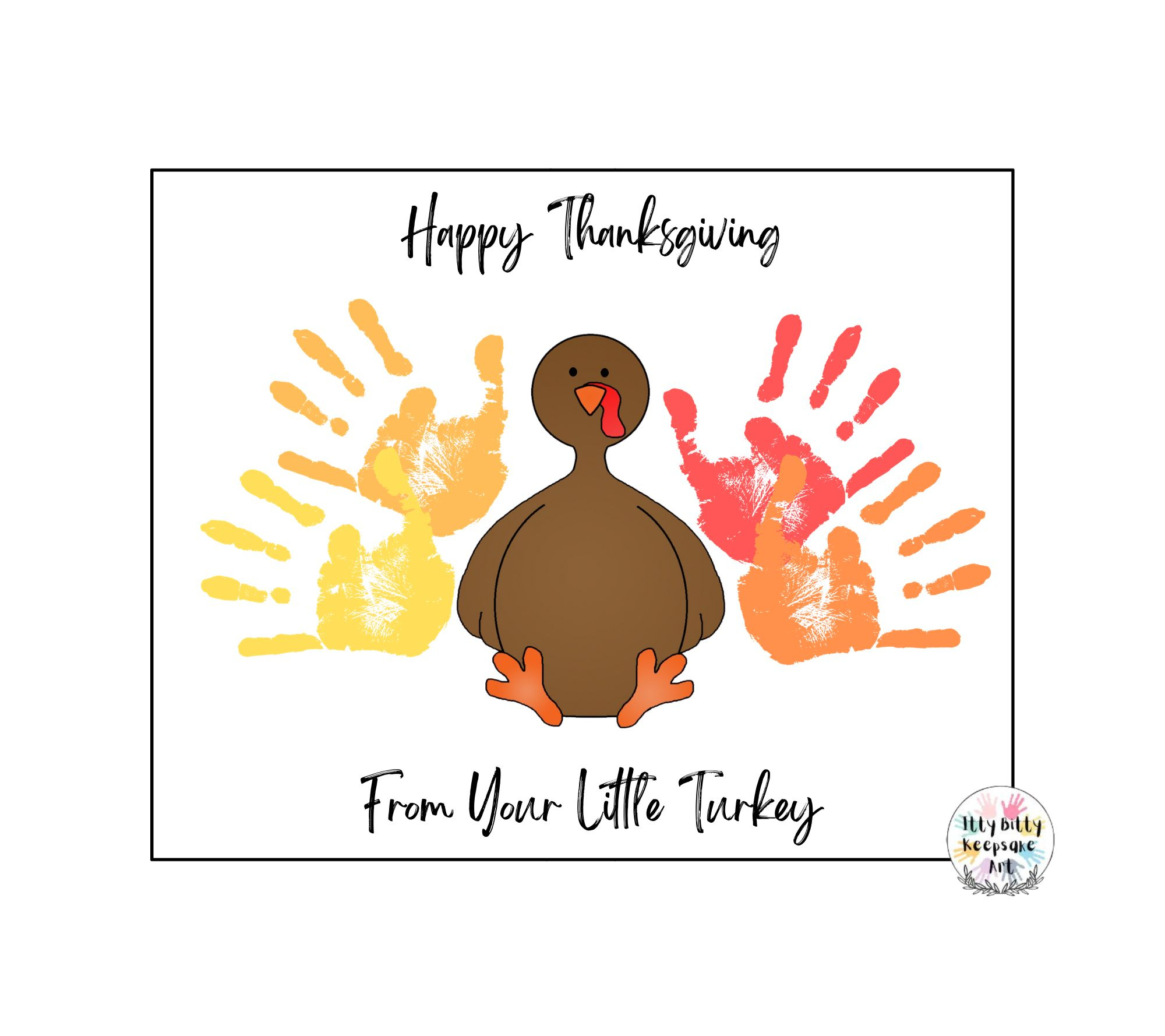 Thanksgiving Turkey Handprint Craft Art Printable Template inside Thanksgiving Handprint Art Printable