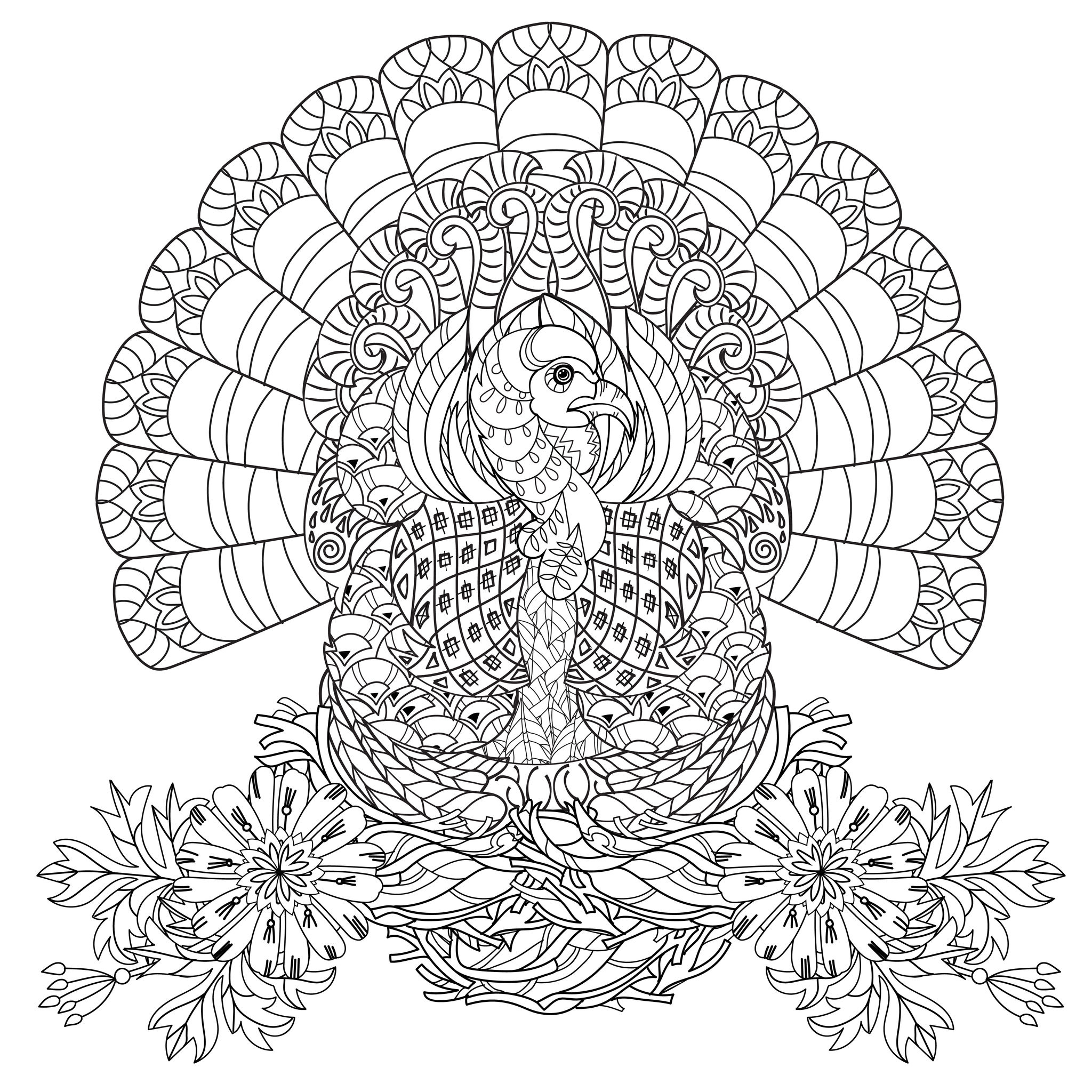 Thanksgiving Turkey - Thanksgiving Coloring Pages For Adults inside Thanksgiving Coloring Pages For Adults Printable
