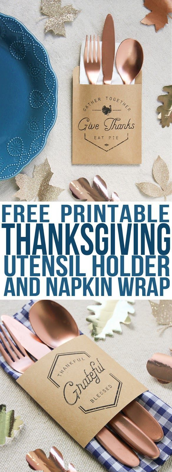 Thanksgiving Utensil Pouch And Napkin Wrap Free Printable with Free Printable Thanksgiving Utensil Holder