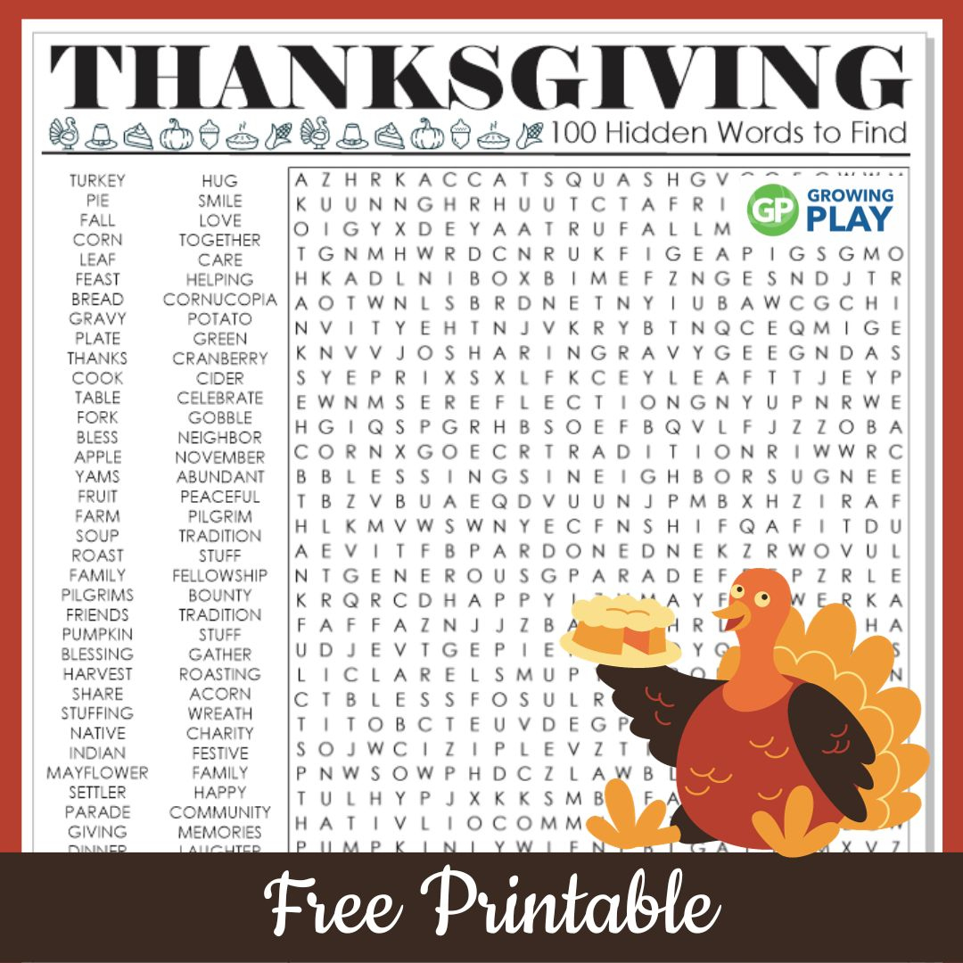 Thanksgiving Word Search Hard Printable Free Puzzles - Growing throughout Thanksgiving Word Searches Printable Hard