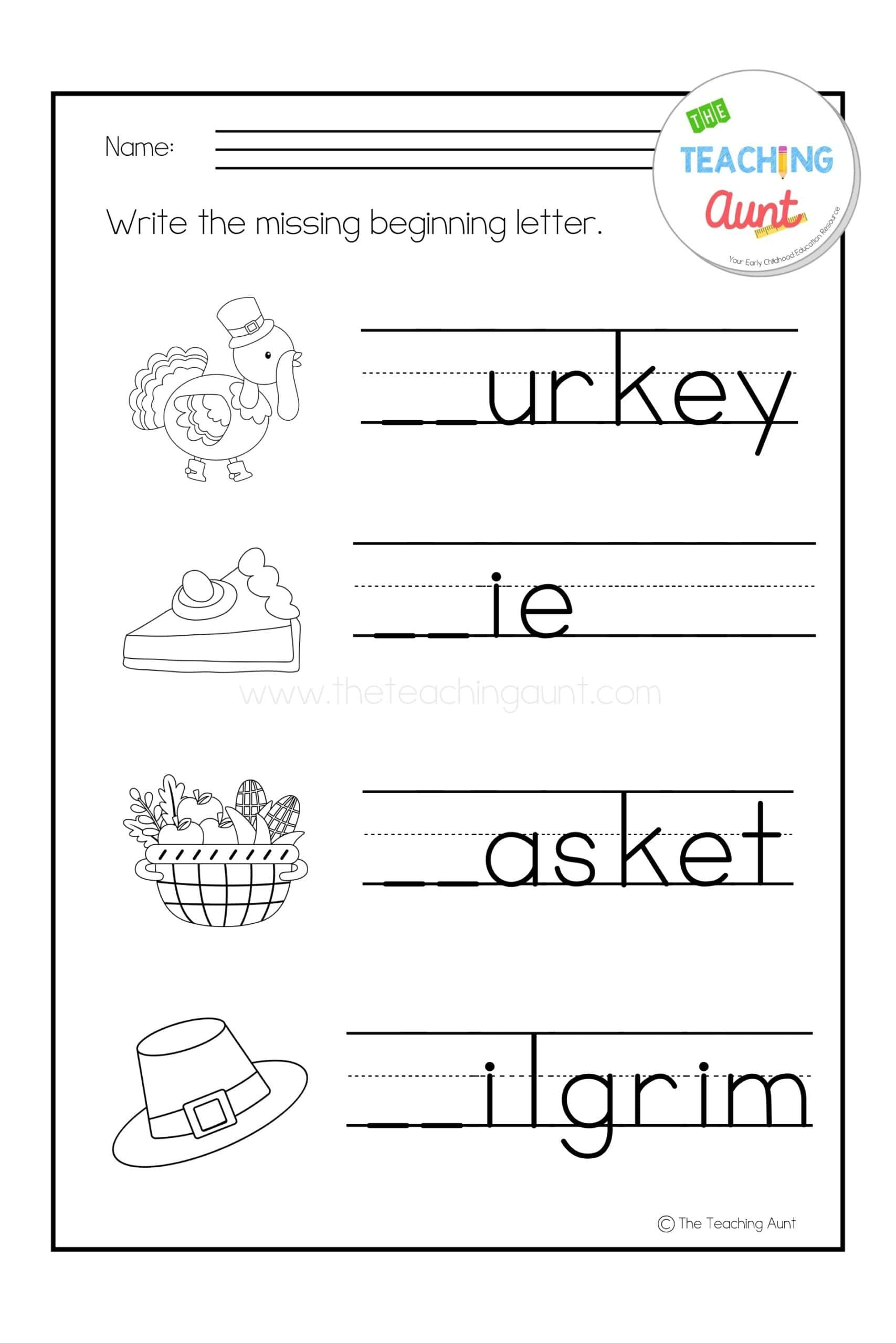 Thanksgiving Worksheets For Preschool - The Teaching Aunt with regard to Free Printable Thanksgiving Worksheets For Preschool