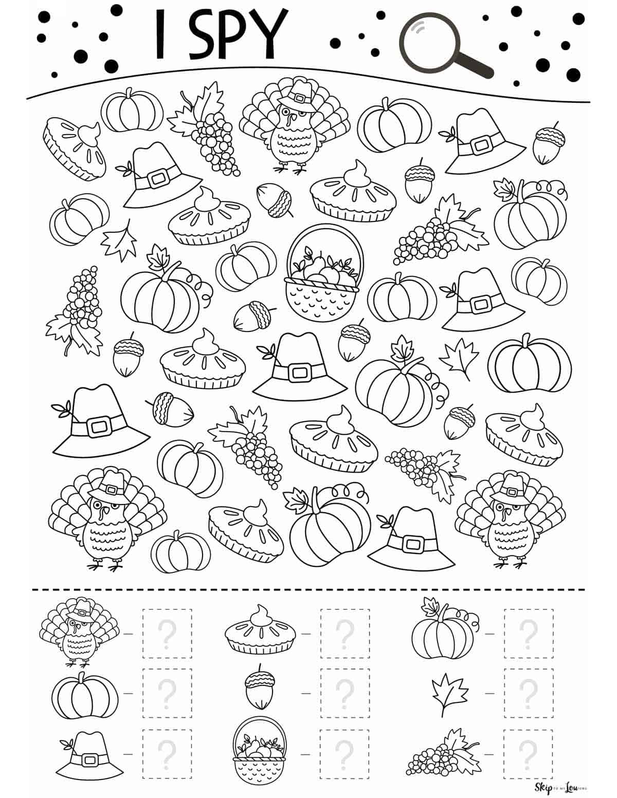 Thanksgiving Worksheets | Skip To My Lou for Seek and Find Thanksgiving Printable