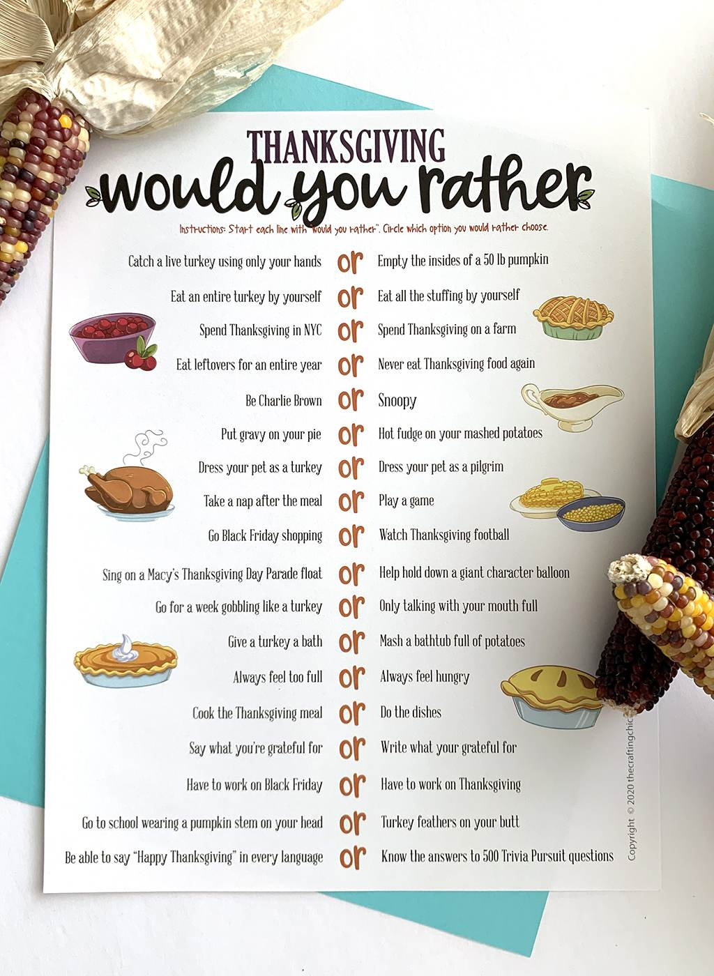 Thanksgiving Would You Rather: A Free Printable Game For The with regard to Free Printable Thanksgiving Would You Rather Questions