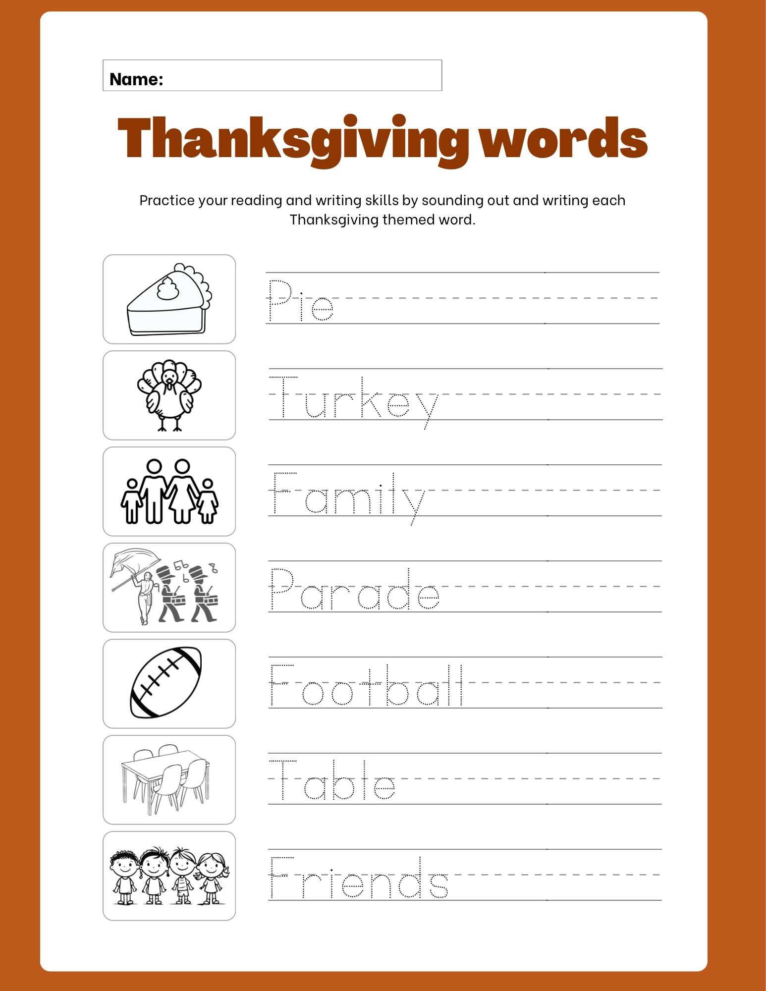 Thanksgiving Writing Words - Classful throughout Thanksgiving Handwriting Worksheets