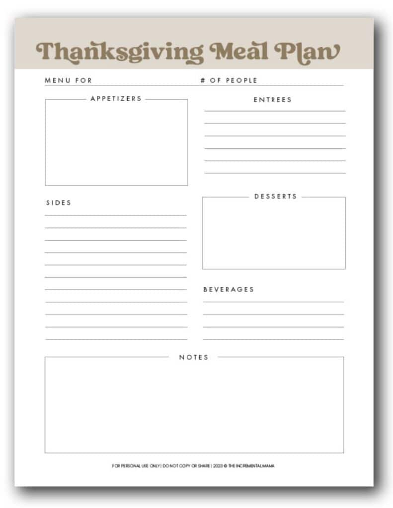 The Best Free Printable Thanksgiving Planner (8 Pages) - The pertaining to Free Printable Thanksgiving Meal Planner