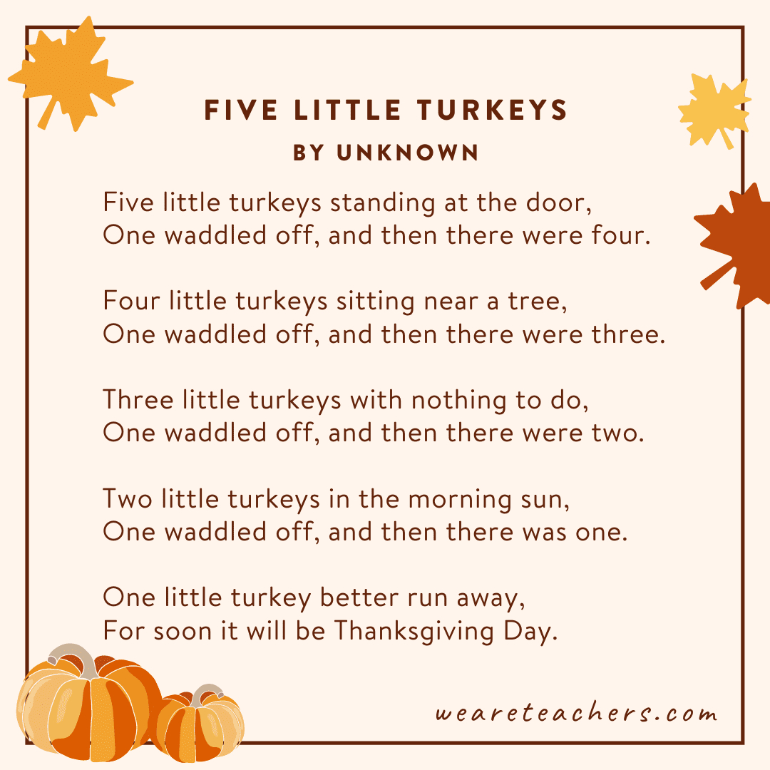 The Best Thanksgiving Poems For Kids Of All Ages And Reading Levels inside Preschool Thanksgiving Songs And Poems
