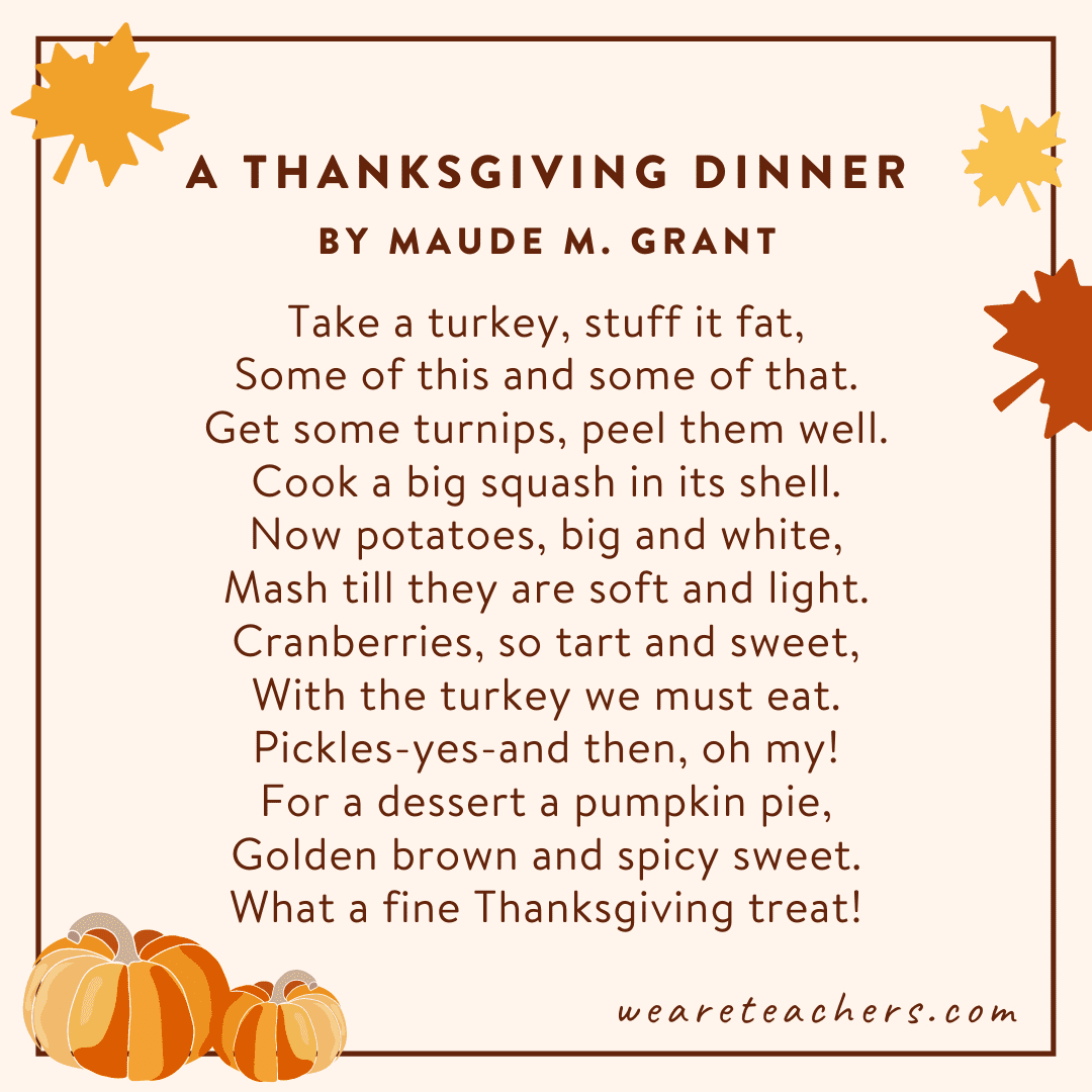 The Best Thanksgiving Poems For Kids Of All Ages And Reading Levels throughout Family Thanksgiving Poems