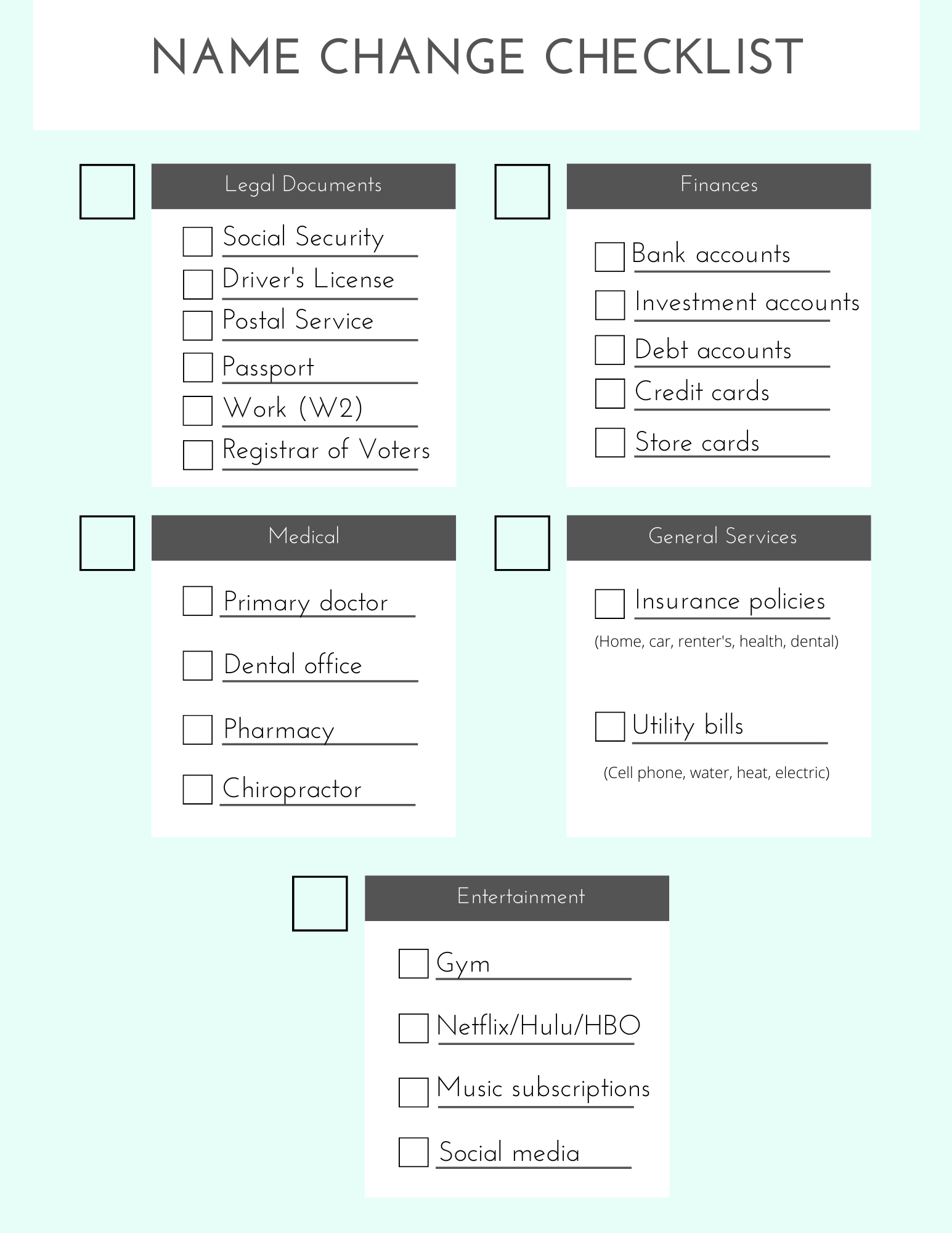 The Comprehensive Wedding Name Change Checklist You&amp;#039;Ve Been with regard to Name Change Checklist Printable