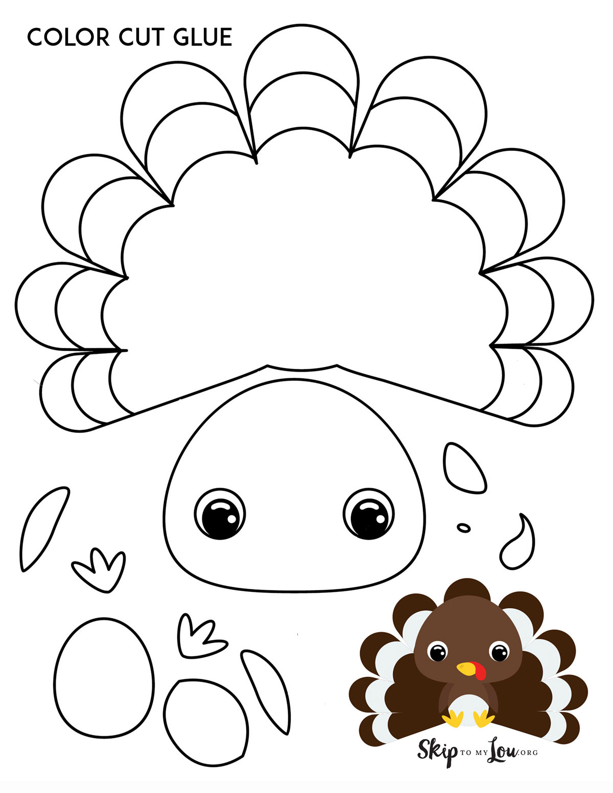 The Cutest Free Turkey Coloring Pages | Skip To My Lou for Free Printable Turkey to Color