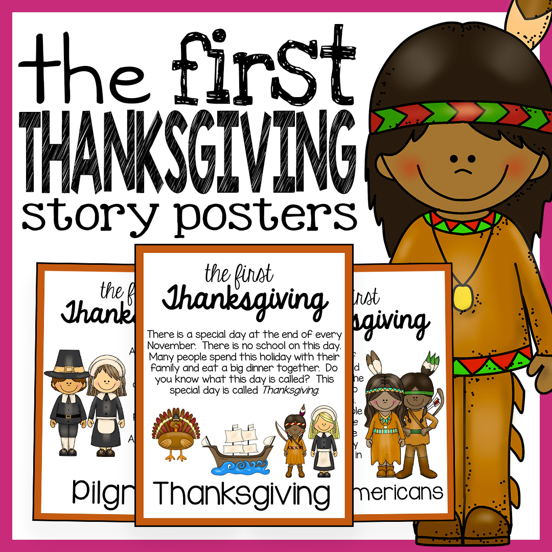 The First Thanksgiving Story Posters And Coloring Book throughout Story of Thanksgiving For Preschoolers Printable