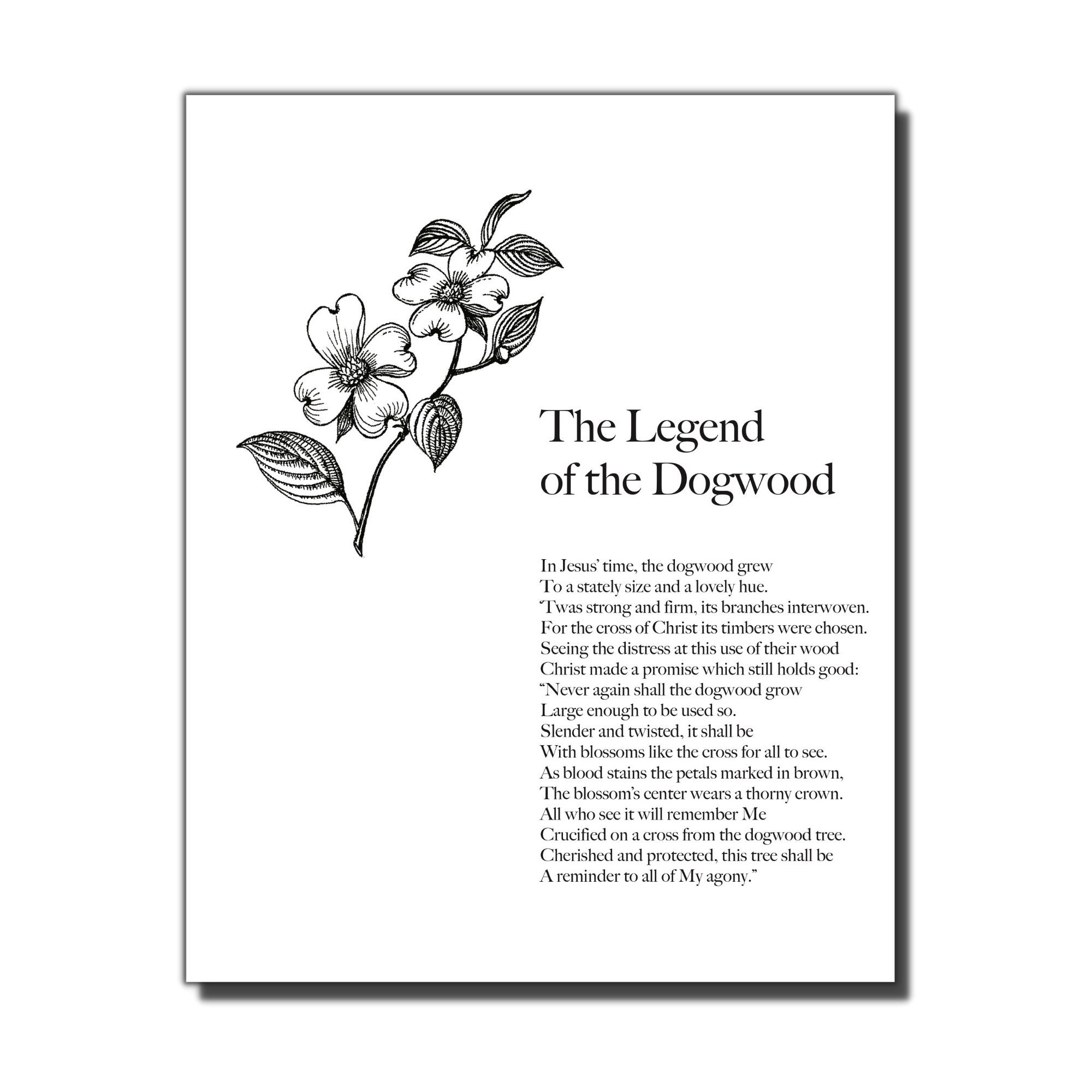The Legend Of The Dogwood Print (Digital Download Only) - Etsy Ireland pertaining to Legend Of The Dogwood Tree Poem Printable