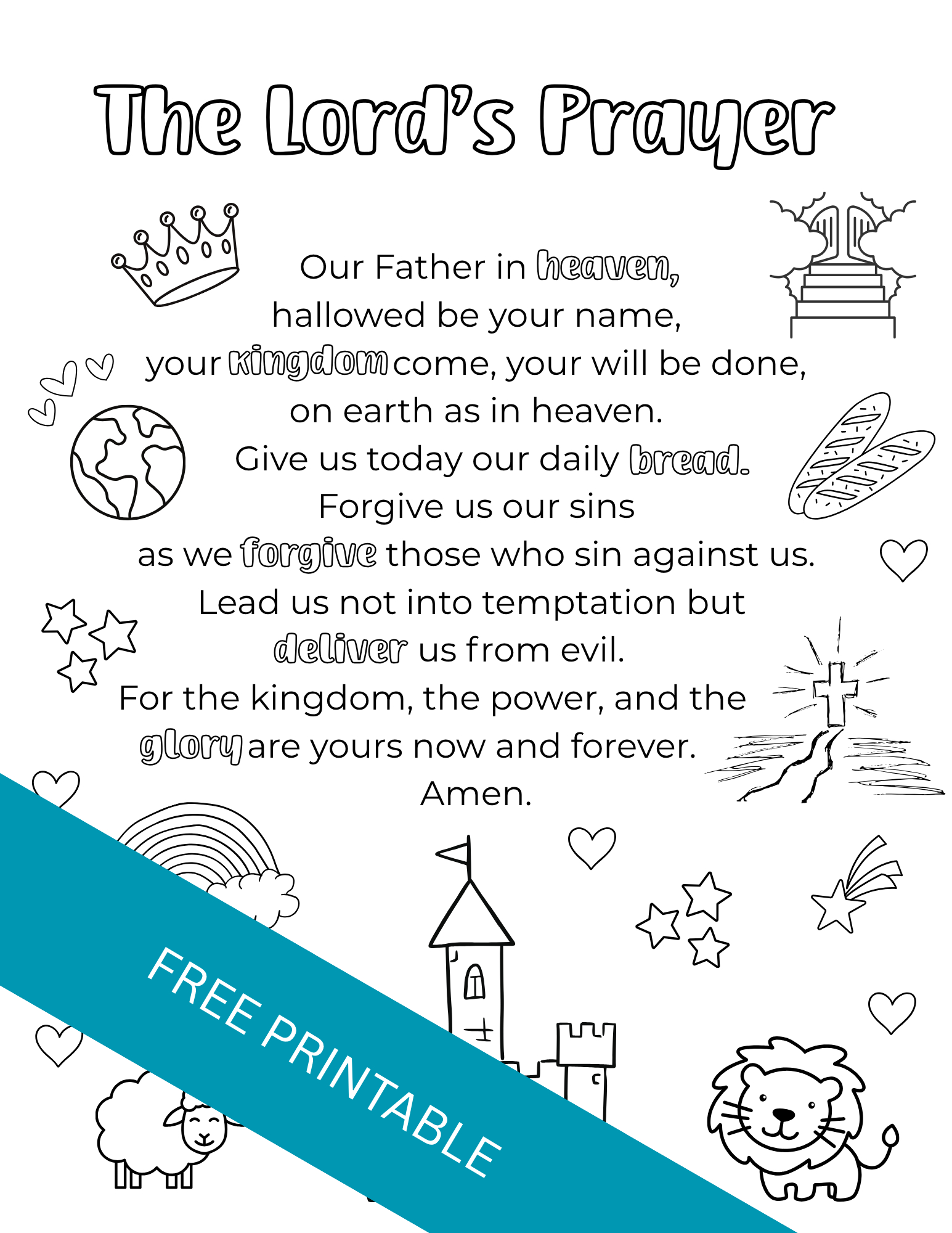 The Lord&amp;#039;S Prayer Printable For Kids - Out Upon The Waters inside Free Printable the Lord&amp;amp;#039;s Prayer Activity Sheets