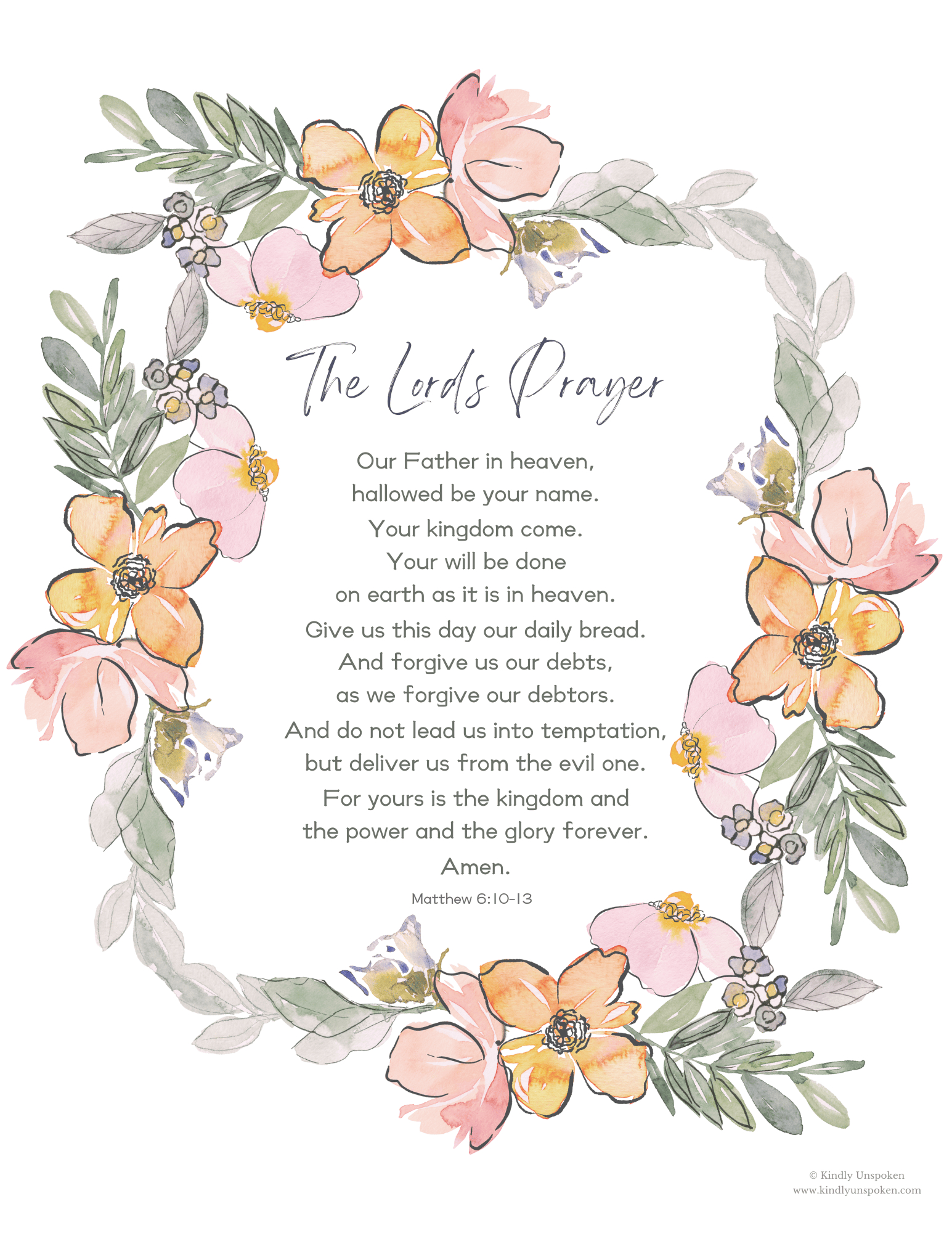 The Lord&amp;#039;S Prayer Printable Pdf - Free Bible Wall Art - Kindly for Free Printable The Lord&amp;#039;S Prayer