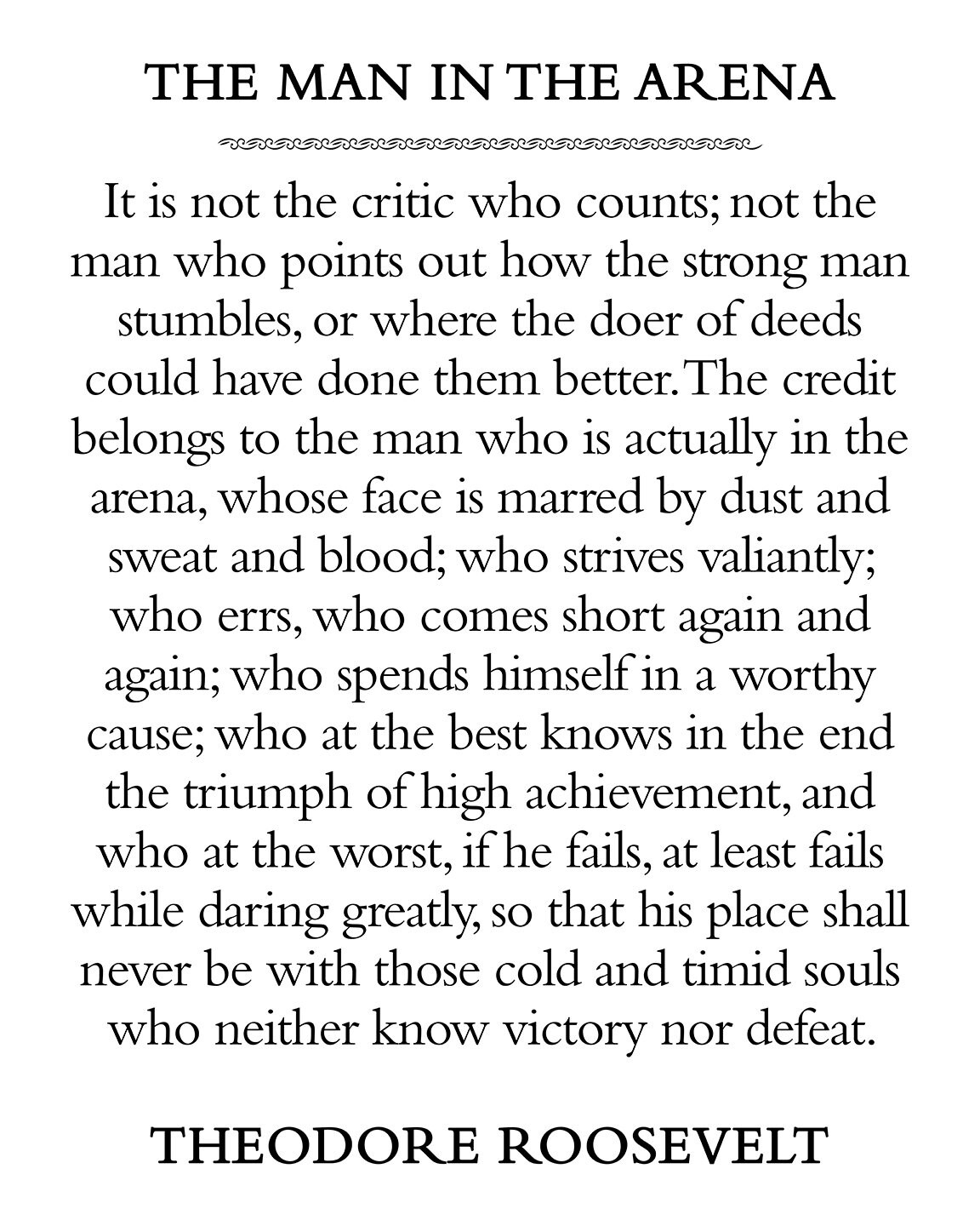 The Man In The Arena Quotetheodore Roosevelt Printable Instant with Printable Man In The Arena