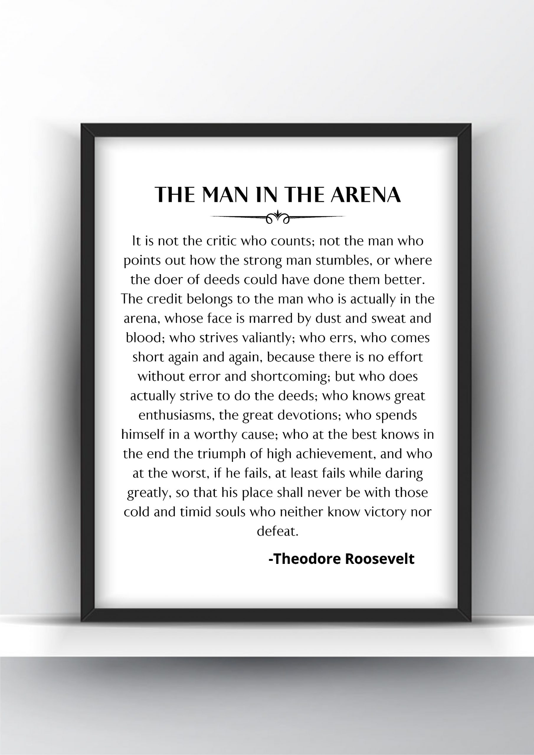 The Man In The Arena Speechtheodore Roosevelt Poster within Pdf Free Printable Printable Man In The Arena Quote