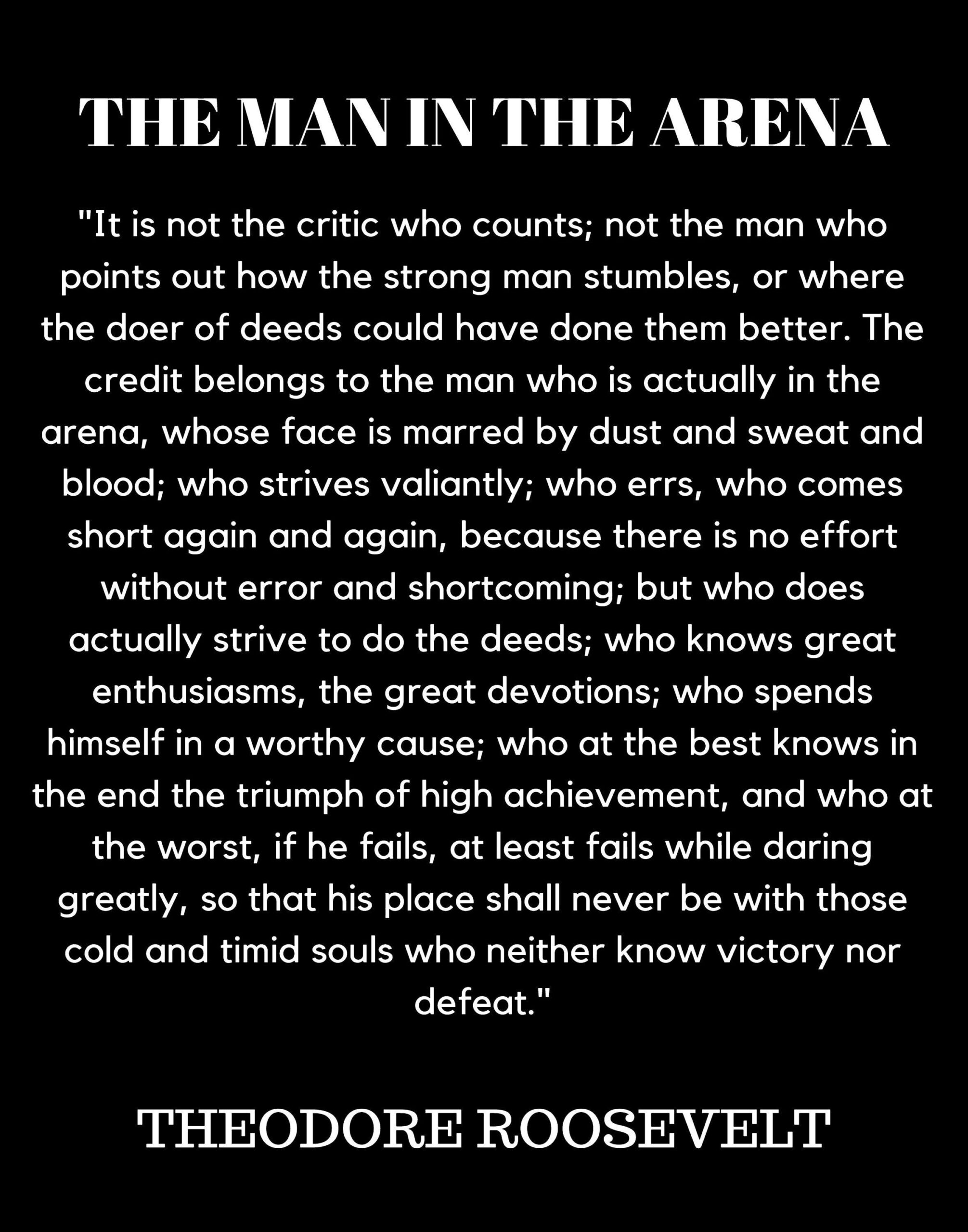 The Man In The Arena Theodor Roosevelt Druck Poster - Etsy.de pertaining to Printable Man In The Arena