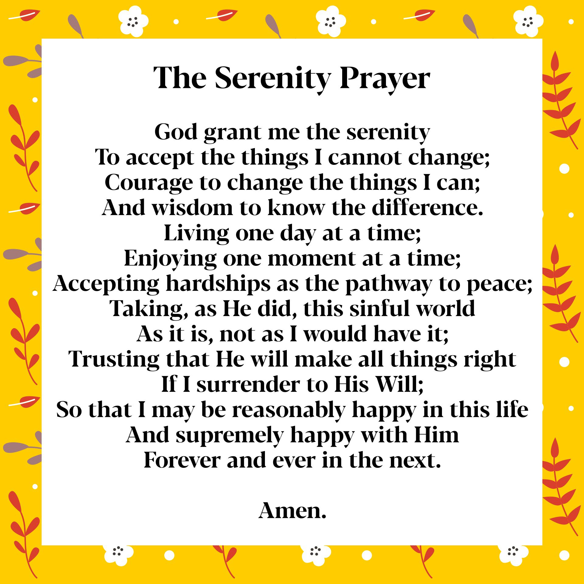The Serenity Prayer Version - 10 Free Pdf Printables | Printablee pertaining to Free Printable Serenity Prayer Long Version