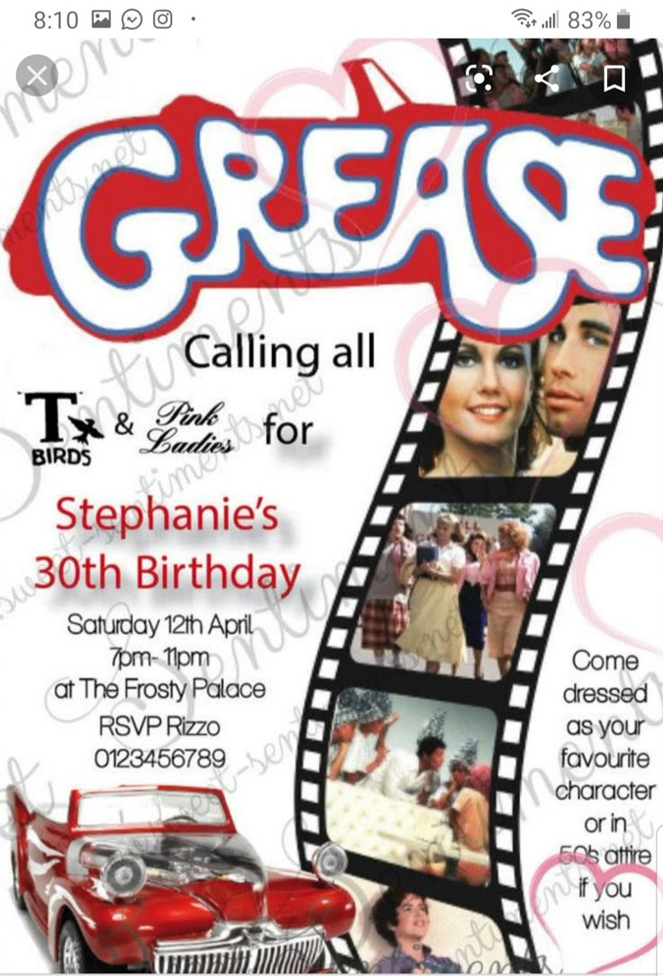 This Is The Template For The Birthday Invitations intended for Free Printable Grease Party Invitations