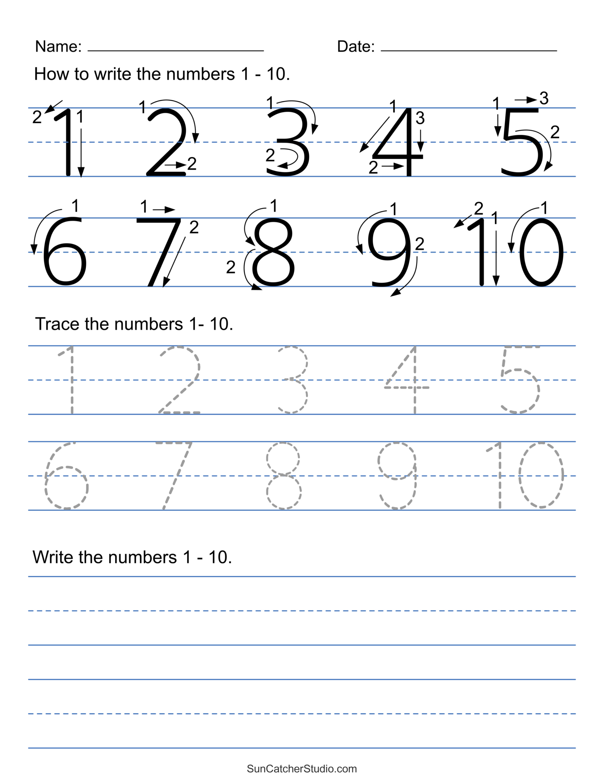 Tracing Numbers (Free Printable Practice Pdf Worksheets) – Free with regard to Practice Writing Numbers Worksheet Printable