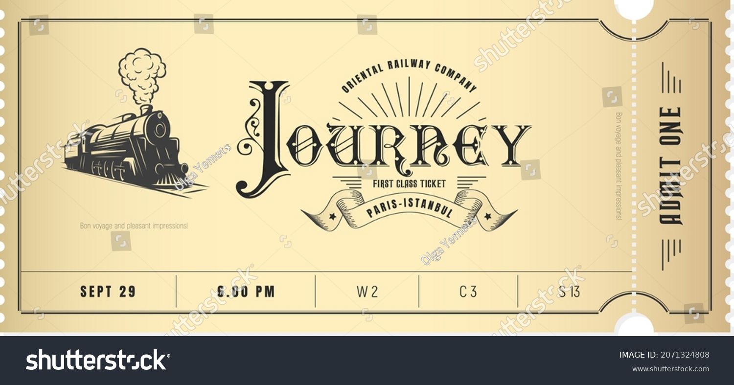 Train Ticket Template Vintage Style Excursion Stock Vector in Free Printable Vintage Train Ticket Template