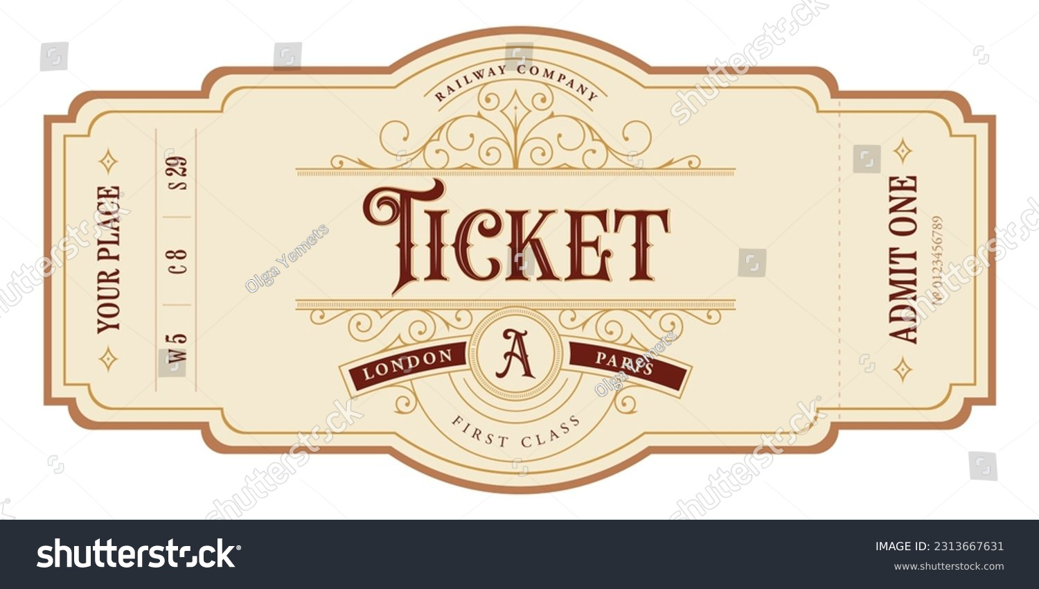 Train Vintage Ticket Template On Light Stock Vector (Royalty Free inside Free Printable Vintage Train Ticket Template