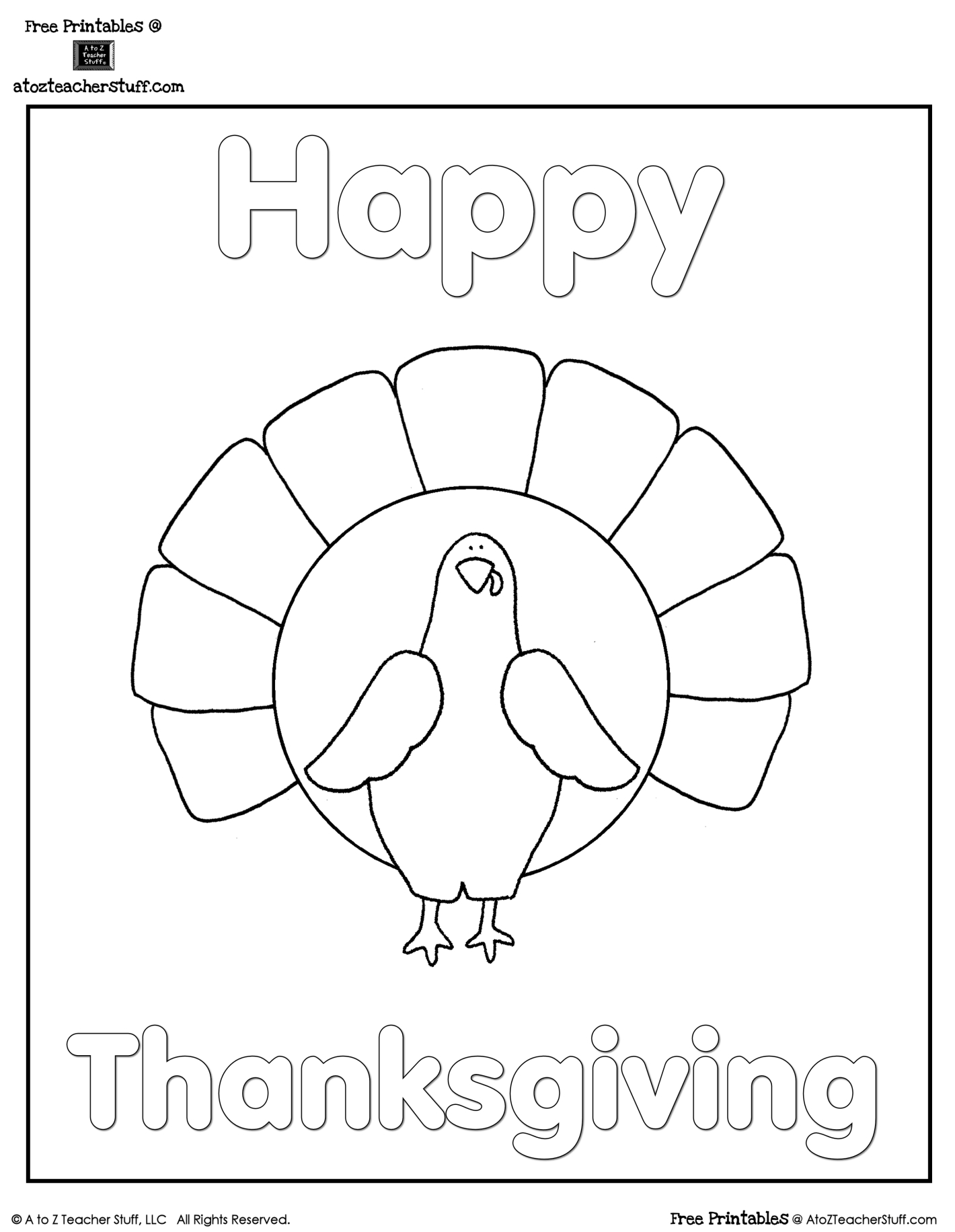 Turkey Coloring Sheet | A To Z Teacher Stuff Printable Pages And within Thanksgiving Turkey Pictures Printable