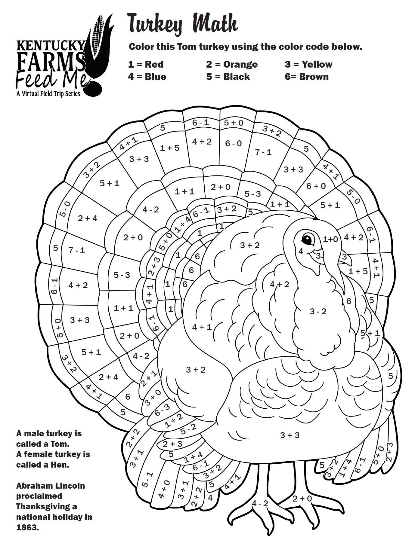 Turkey Colornumber Worksheets — #Teachkyag inside Thanksgiving Turkey Math Worksheet