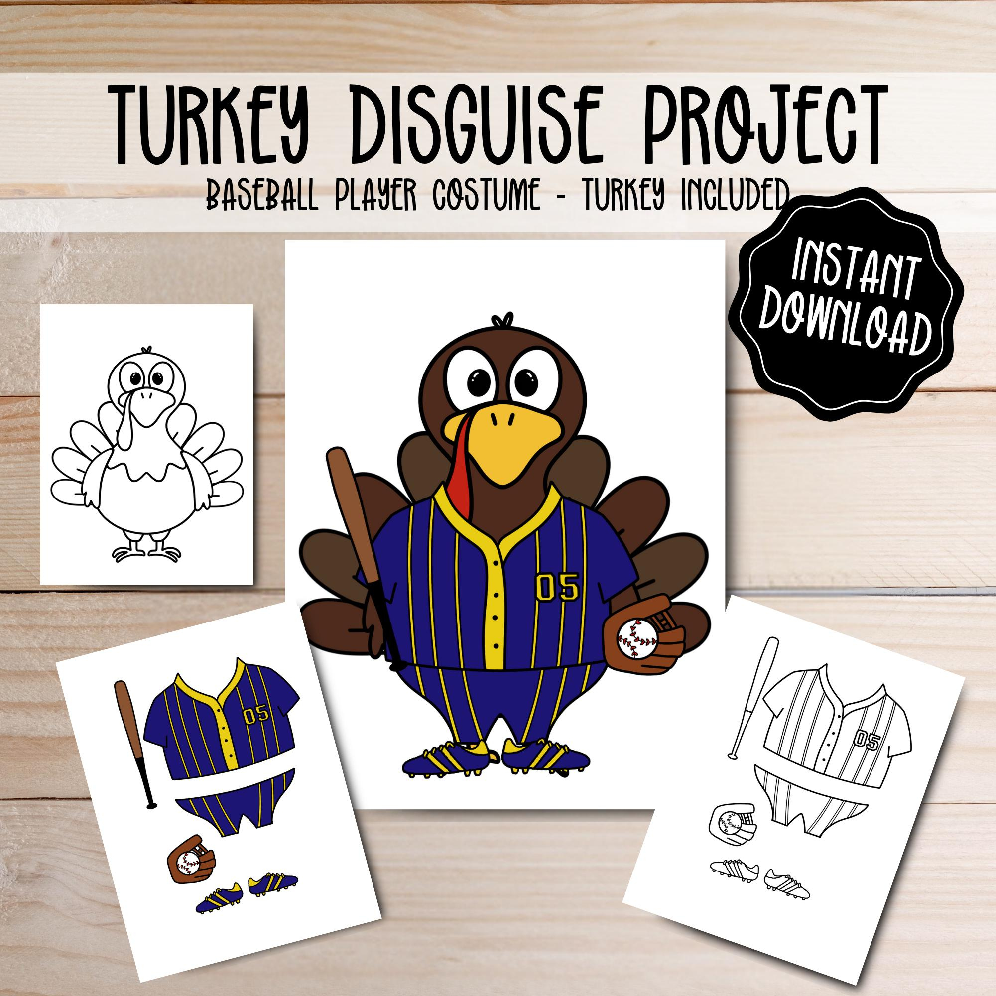 Turkey Disguise Printable: Baseball Player Costume Craft (Digital within Turkey In Disguise Baseball