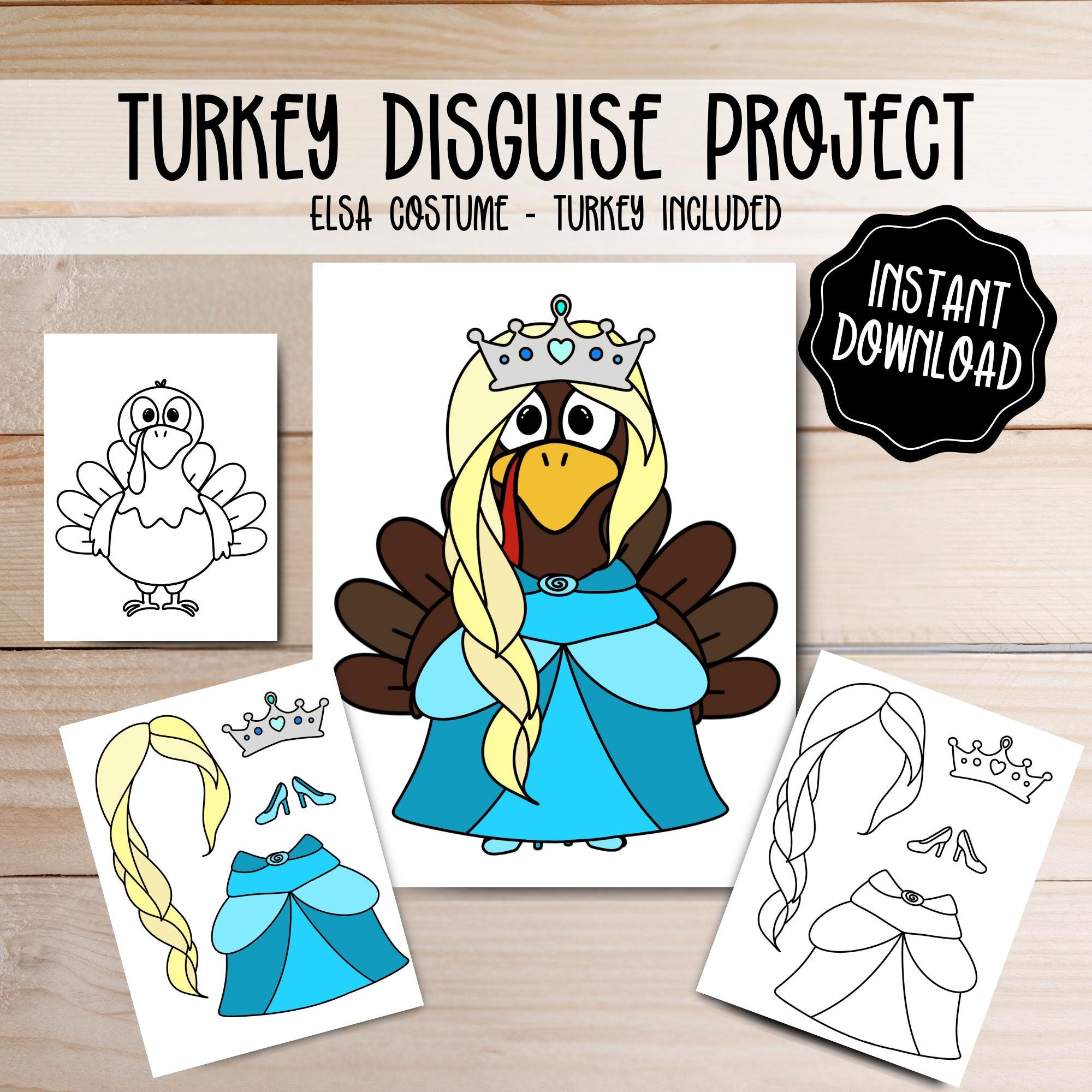 Turkey Disguise Printable - Elsa Costume - Thanksgiving School intended for Turkey In Disguise Outfits