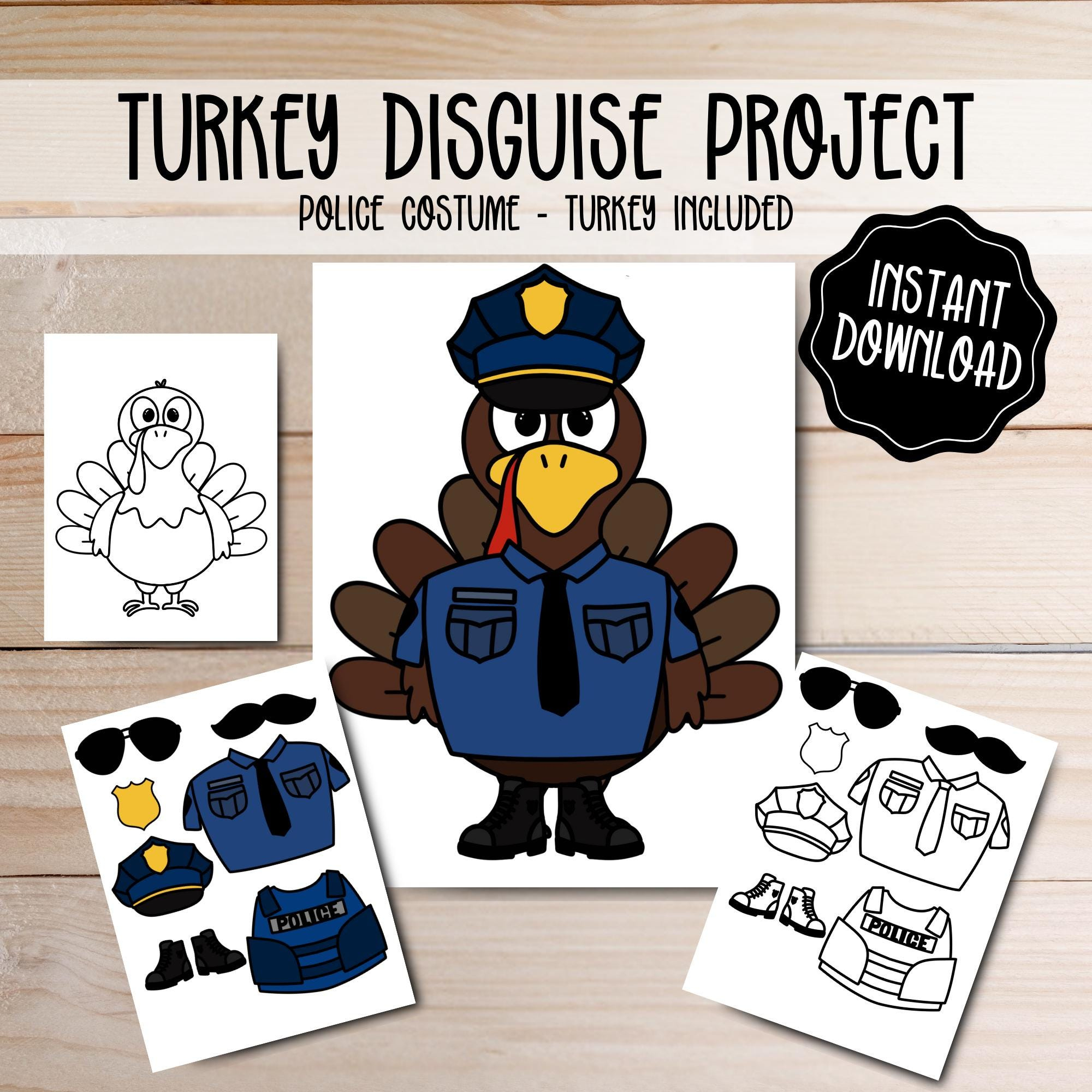 Turkey Disguise Printable - Police Costume - Thanksgiving School regarding Turkey In Disguise Cop