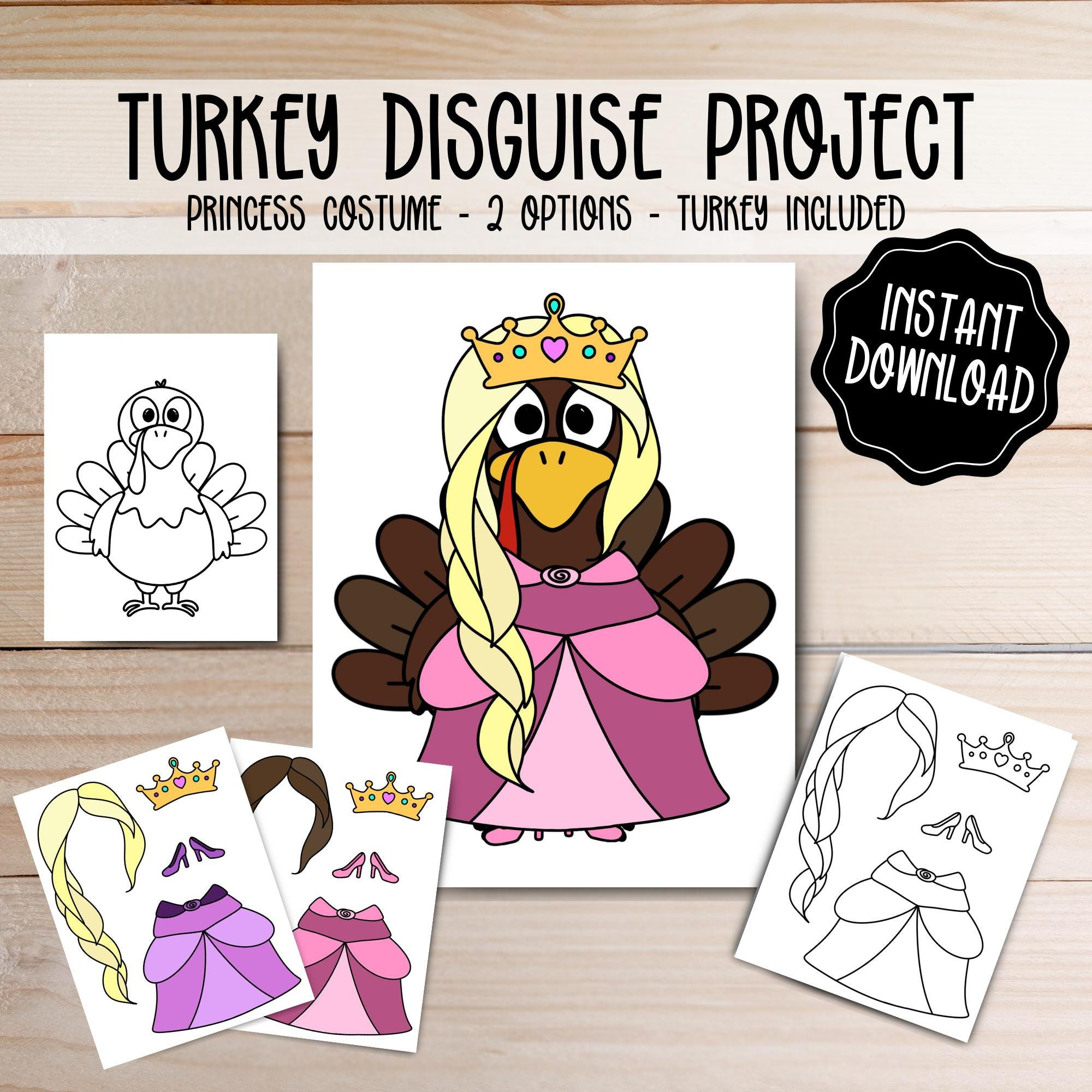 Turkey Disguise Printable: Princess Costume Craft (Digital throughout Project Ideas Turkey In Disguise Princess